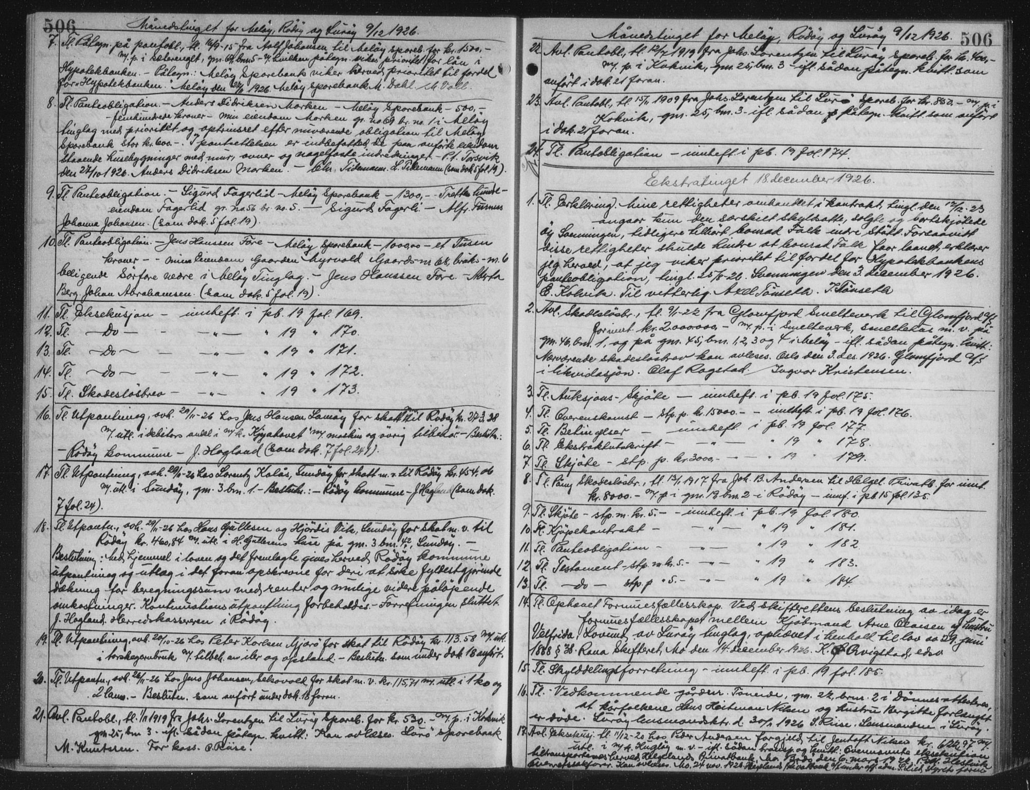 Rana sorenskriveri , AV/SAT-A-1108/1/2/2C/L0018: Mortgage book no. 18, 1923-1928, p. 506, Deed date: 18.12.1926