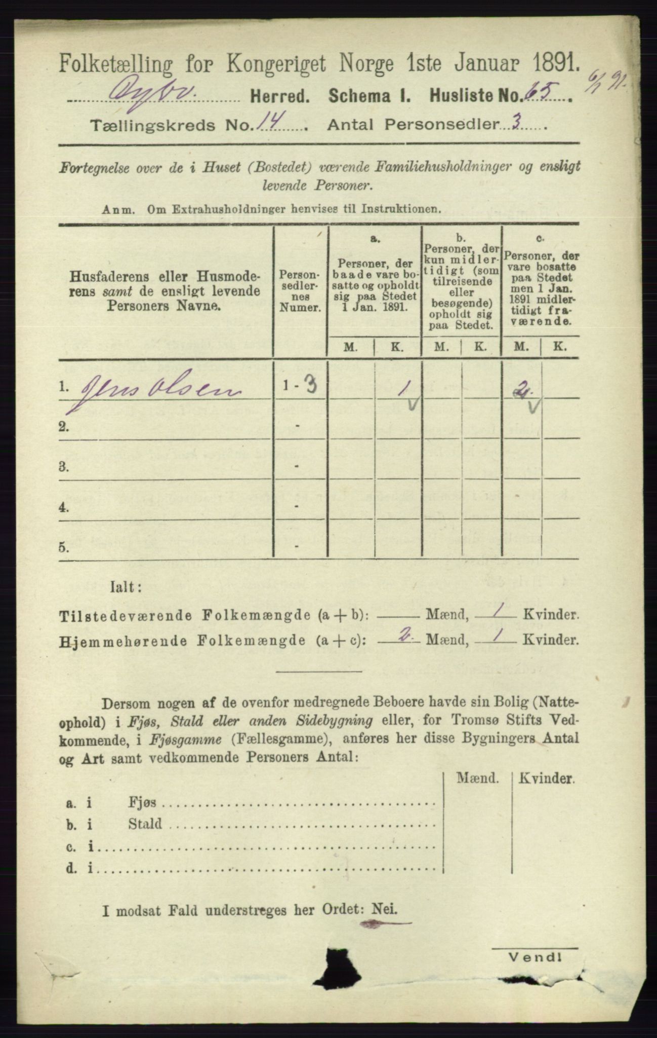 RA, 1891 census for 0915 Dypvåg, 1891, p. 5773