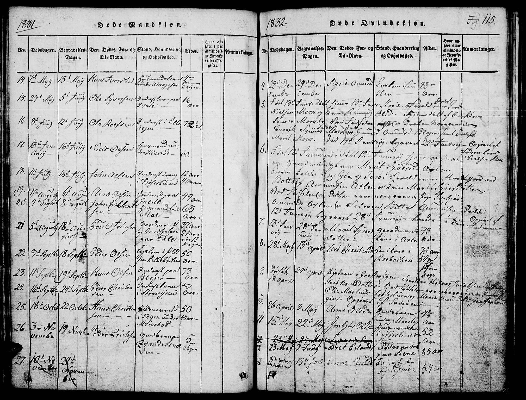 Lom prestekontor, AV/SAH-PREST-070/L/L0001: Parish register (copy) no. 1, 1815-1836, p. 115