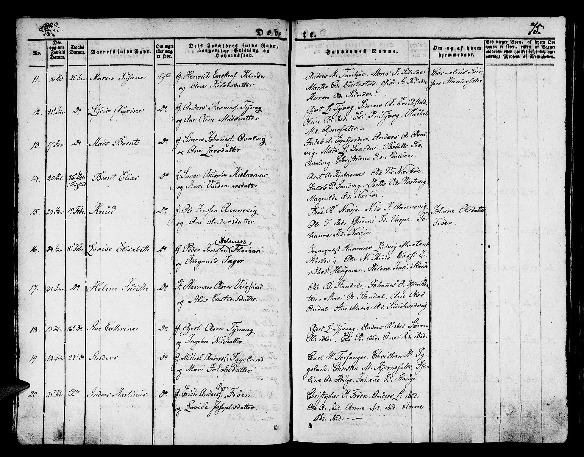 Kinn sokneprestembete, SAB/A-80801/H/Haa/Haaa/L0004/0001: Parish register (official) no. A 4I, 1822-1840, p. 75