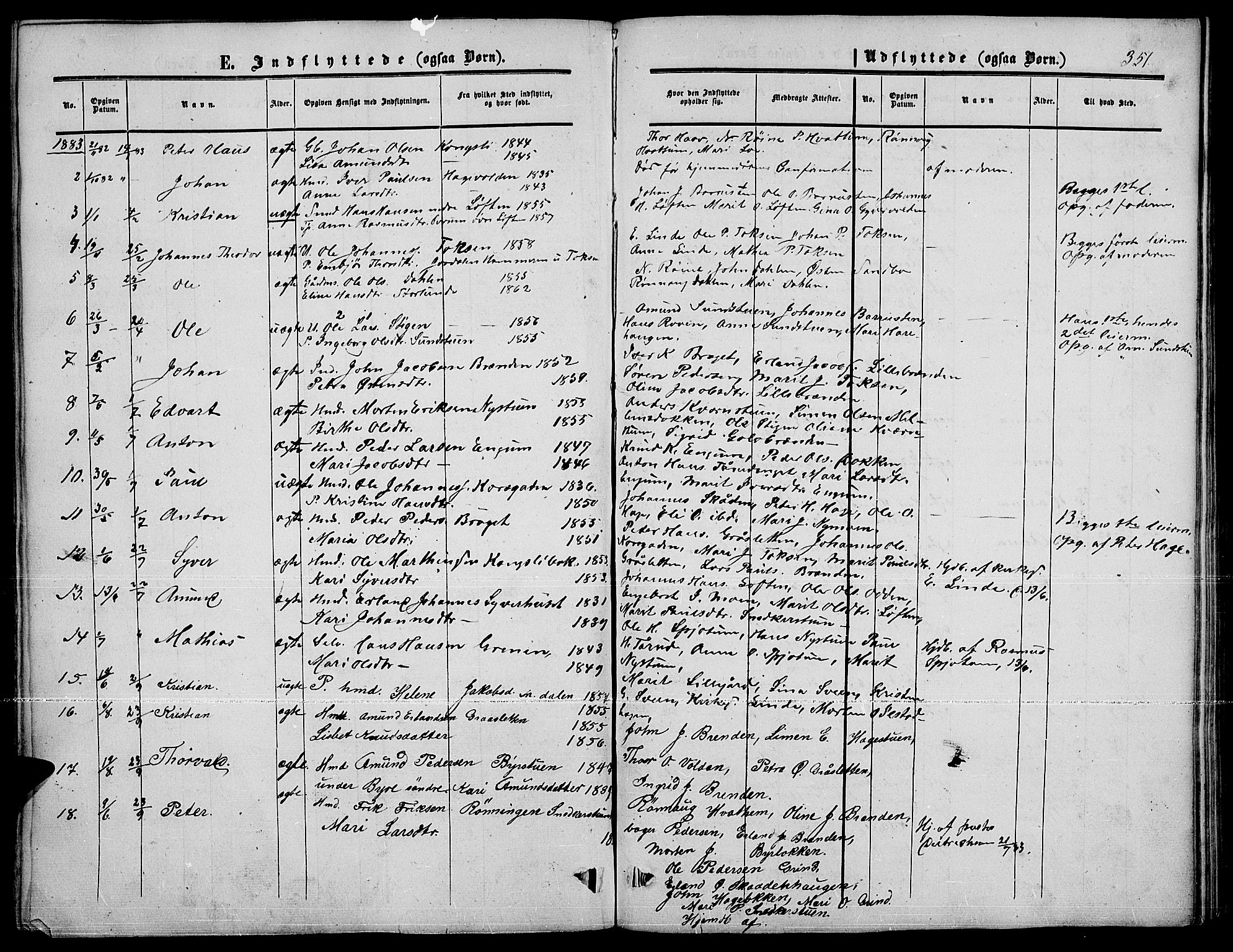 Nord-Fron prestekontor, SAH/PREST-080/H/Ha/Hab/L0001: Parish register (copy) no. 1, 1851-1883, p. 351