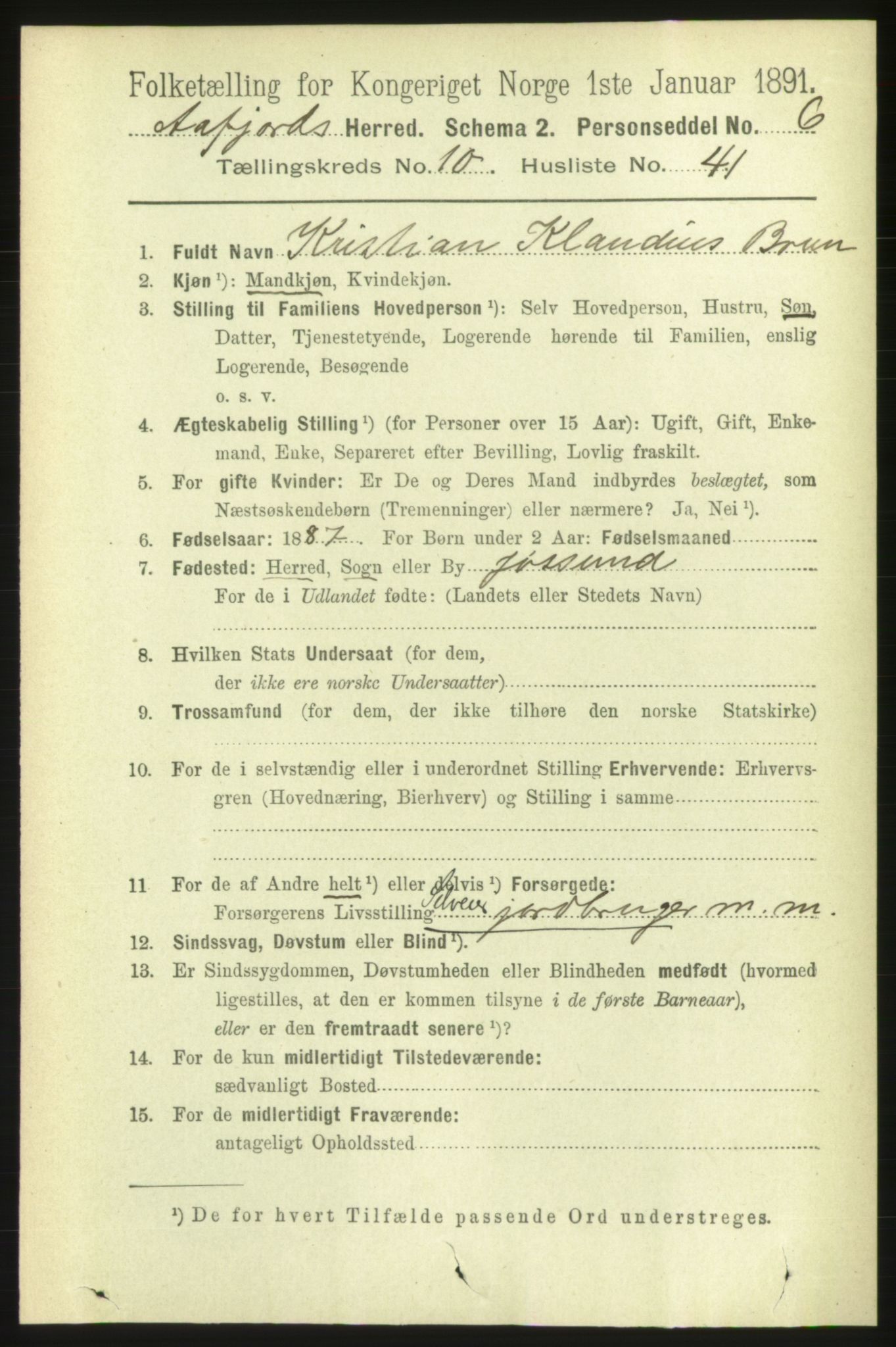 RA, 1891 census for 1630 Åfjord, 1891, p. 3234