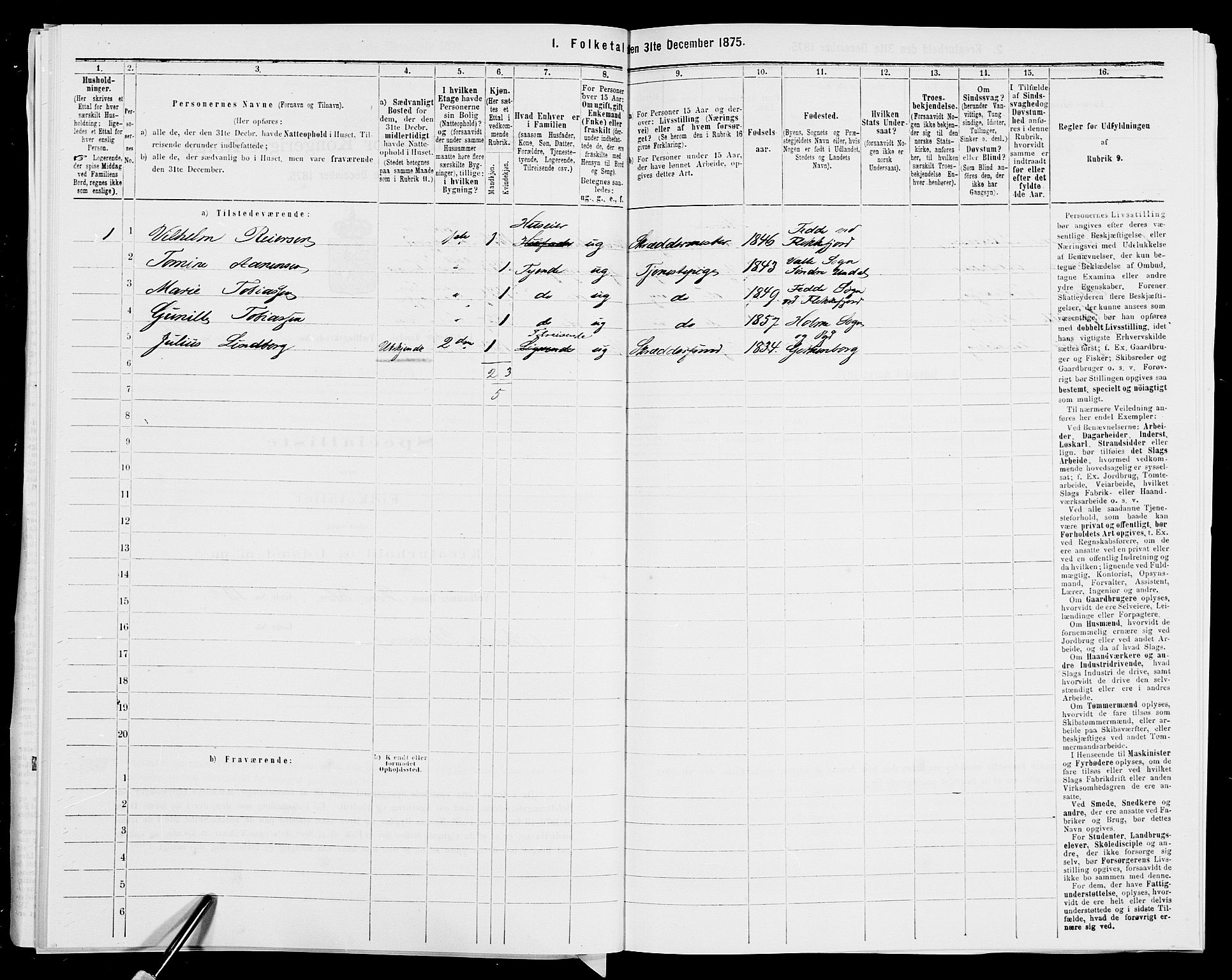 SAK, 1875 census for 1002B Mandal/Mandal, 1875, p. 186