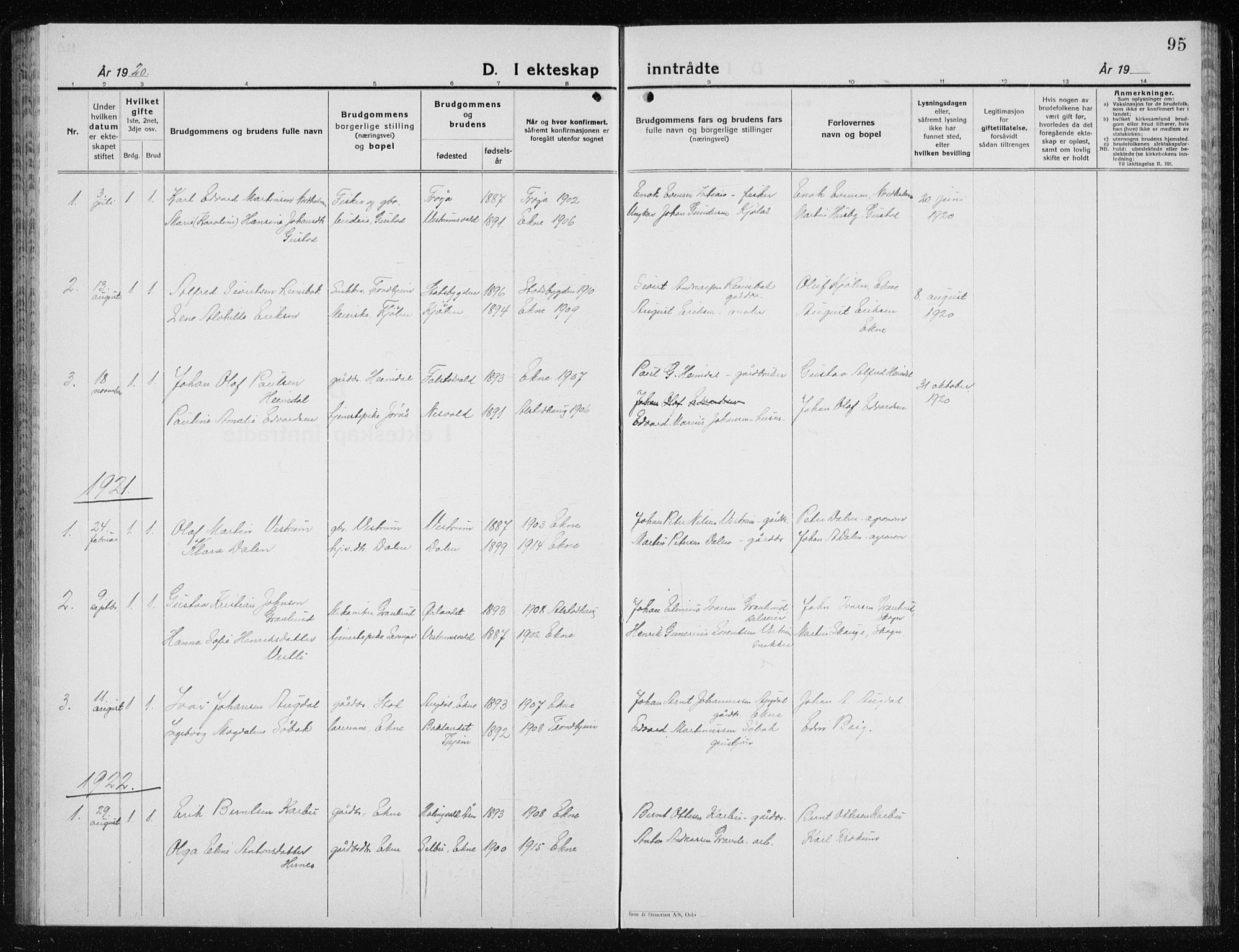 Ministerialprotokoller, klokkerbøker og fødselsregistre - Nord-Trøndelag, SAT/A-1458/719/L0180: Parish register (copy) no. 719C01, 1878-1940, p. 95