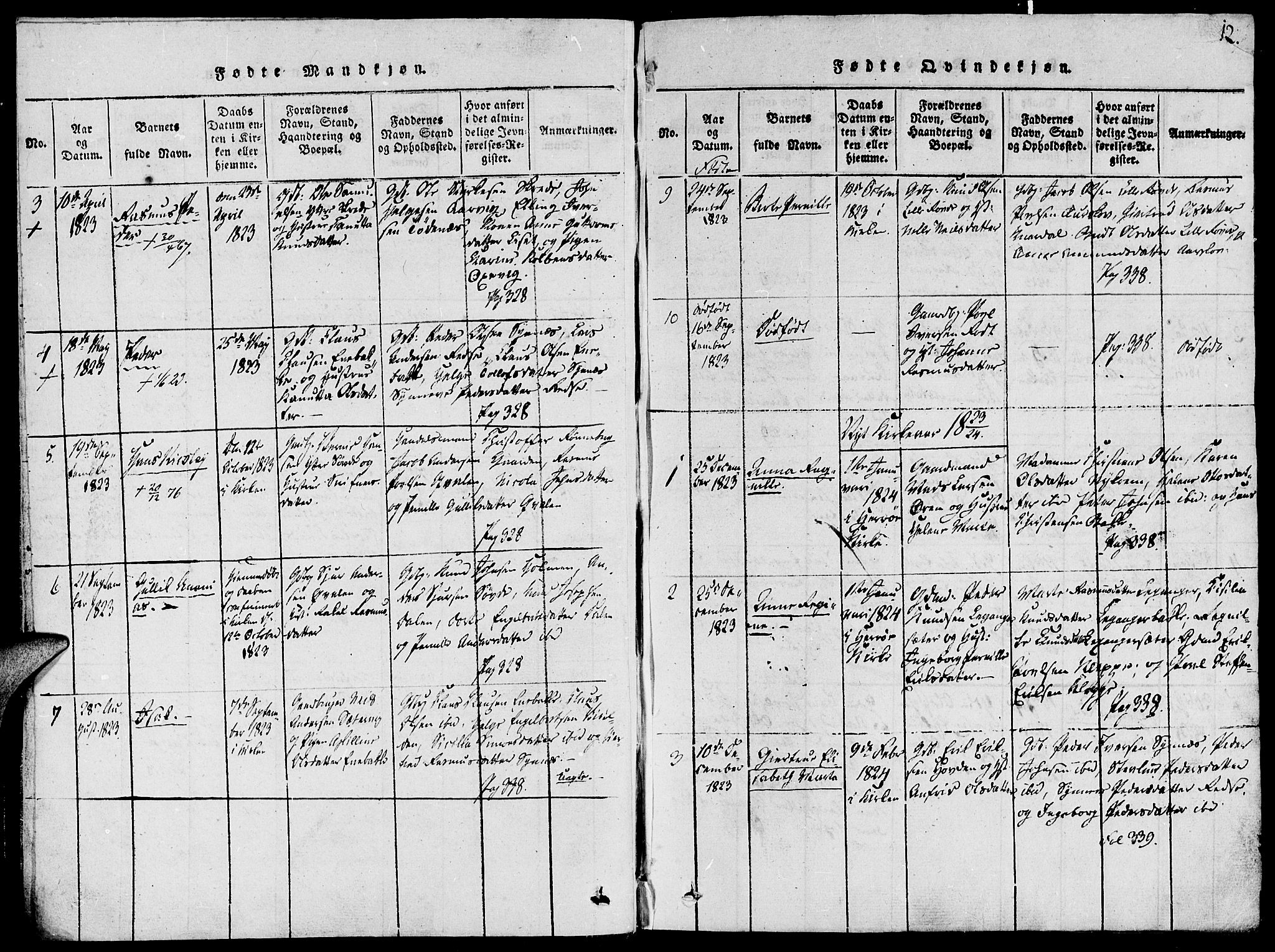 Ministerialprotokoller, klokkerbøker og fødselsregistre - Møre og Romsdal, SAT/A-1454/504/L0054: Parish register (official) no. 504A01, 1816-1861, p. 12