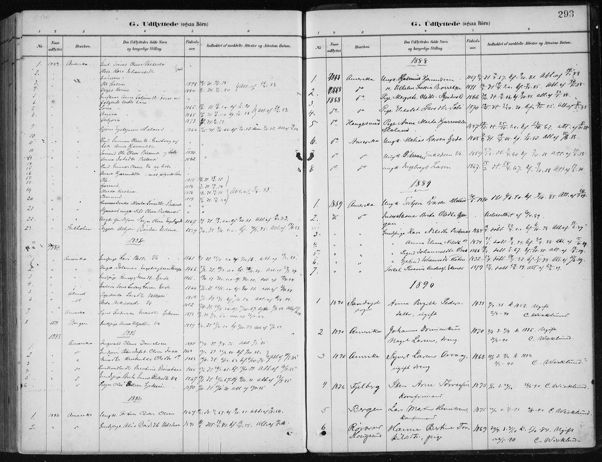 Etne sokneprestembete, AV/SAB-A-75001/H/Haa: Parish register (official) no. C  1, 1879-1919, p. 293