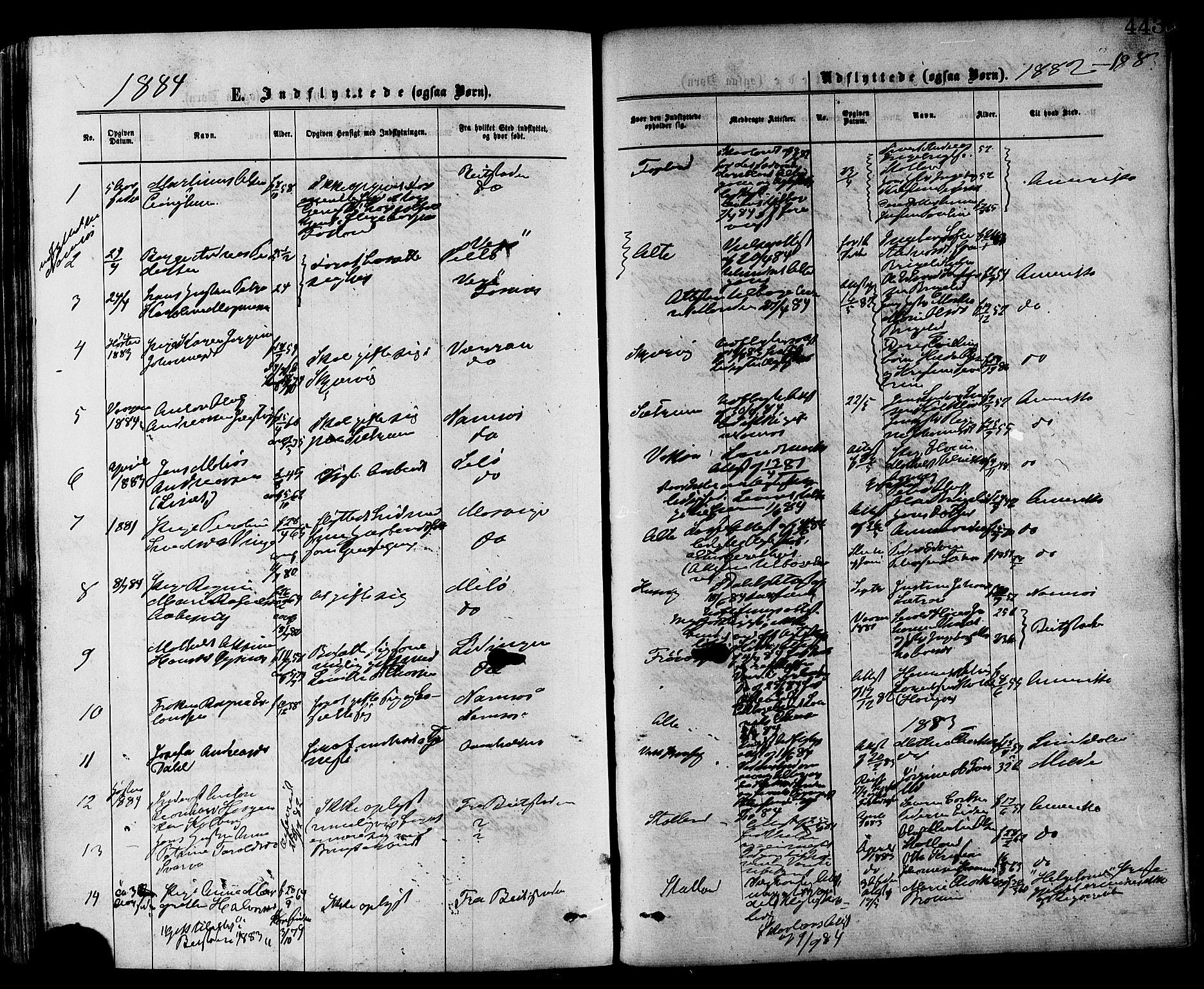 Ministerialprotokoller, klokkerbøker og fødselsregistre - Nord-Trøndelag, AV/SAT-A-1458/773/L0616: Parish register (official) no. 773A07, 1870-1887, p. 443