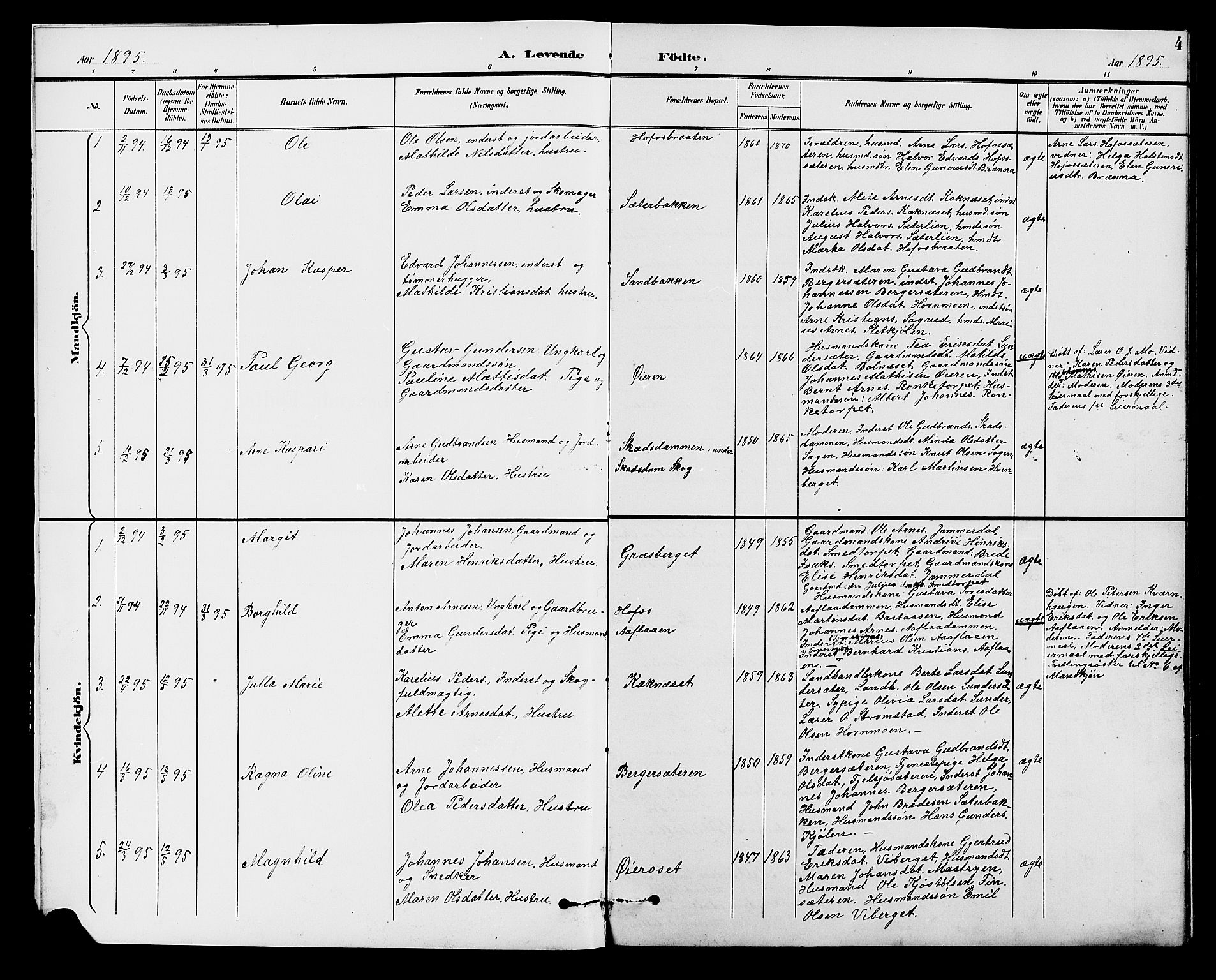 Brandval prestekontor, SAH/PREST-034/H/Ha/Hab/L0001: Parish register (copy) no. 1, 1895-1910, p. 4