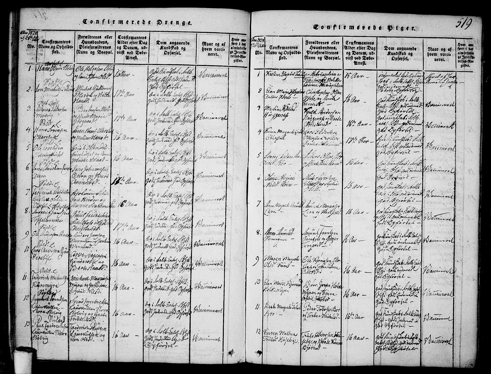 Rygge prestekontor Kirkebøker, SAO/A-10084b/F/Fa/L0003: Parish register (official) no. 3, 1814-1836, p. 518-519