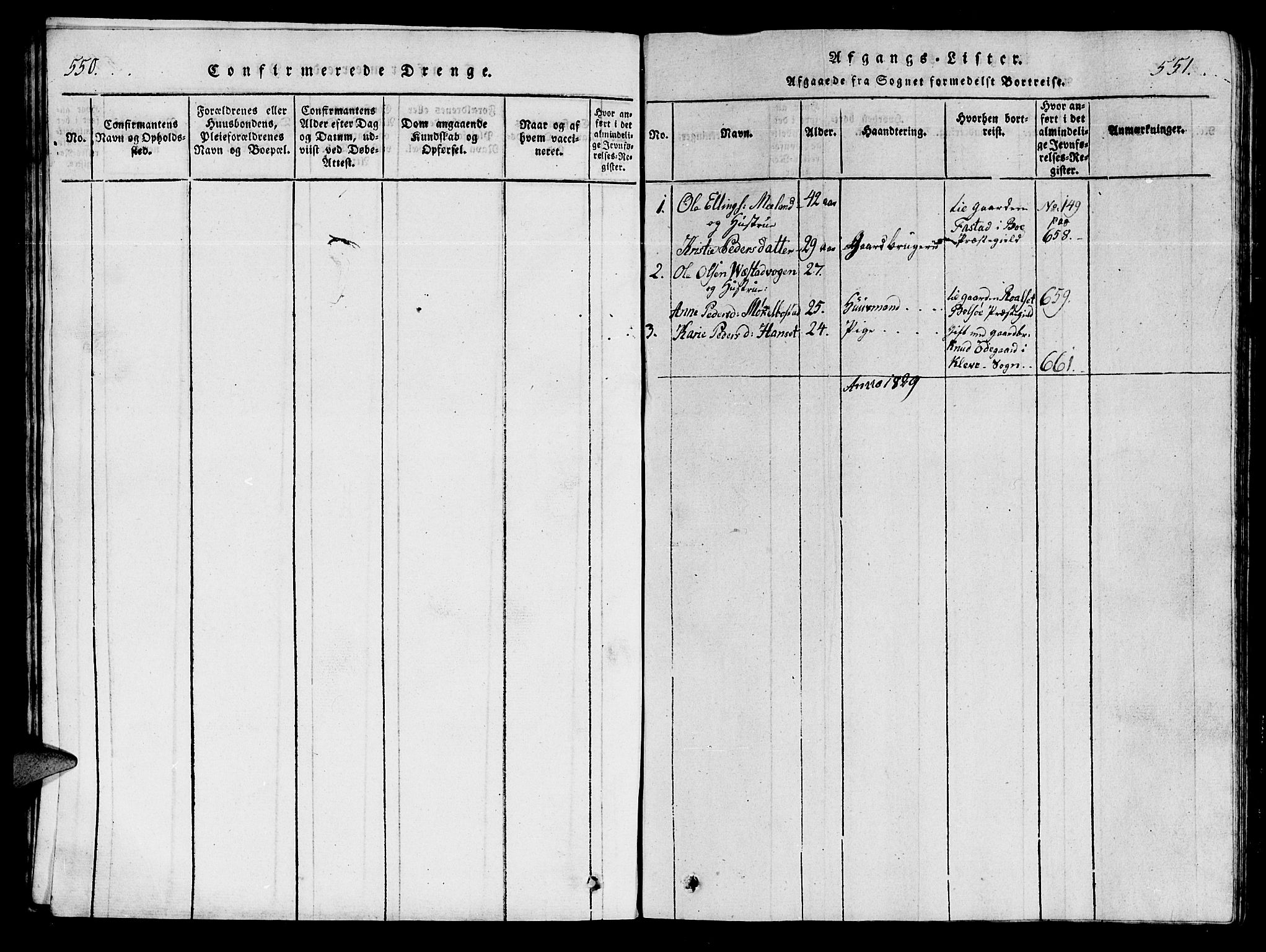 Ministerialprotokoller, klokkerbøker og fødselsregistre - Møre og Romsdal, SAT/A-1454/554/L0644: Parish register (copy) no. 554C01, 1818-1851, p. 550-551