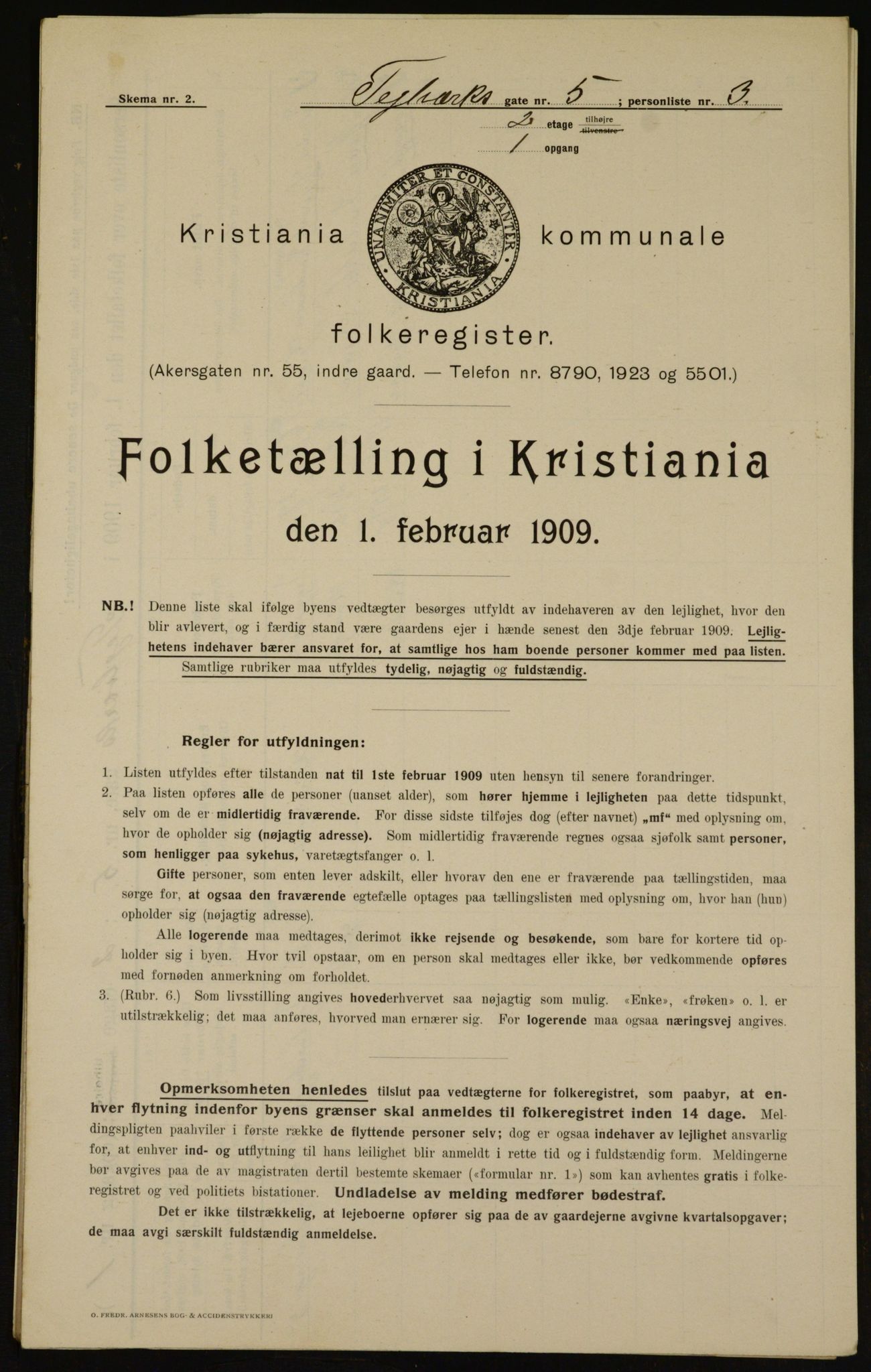 OBA, Municipal Census 1909 for Kristiania, 1909, p. 97291