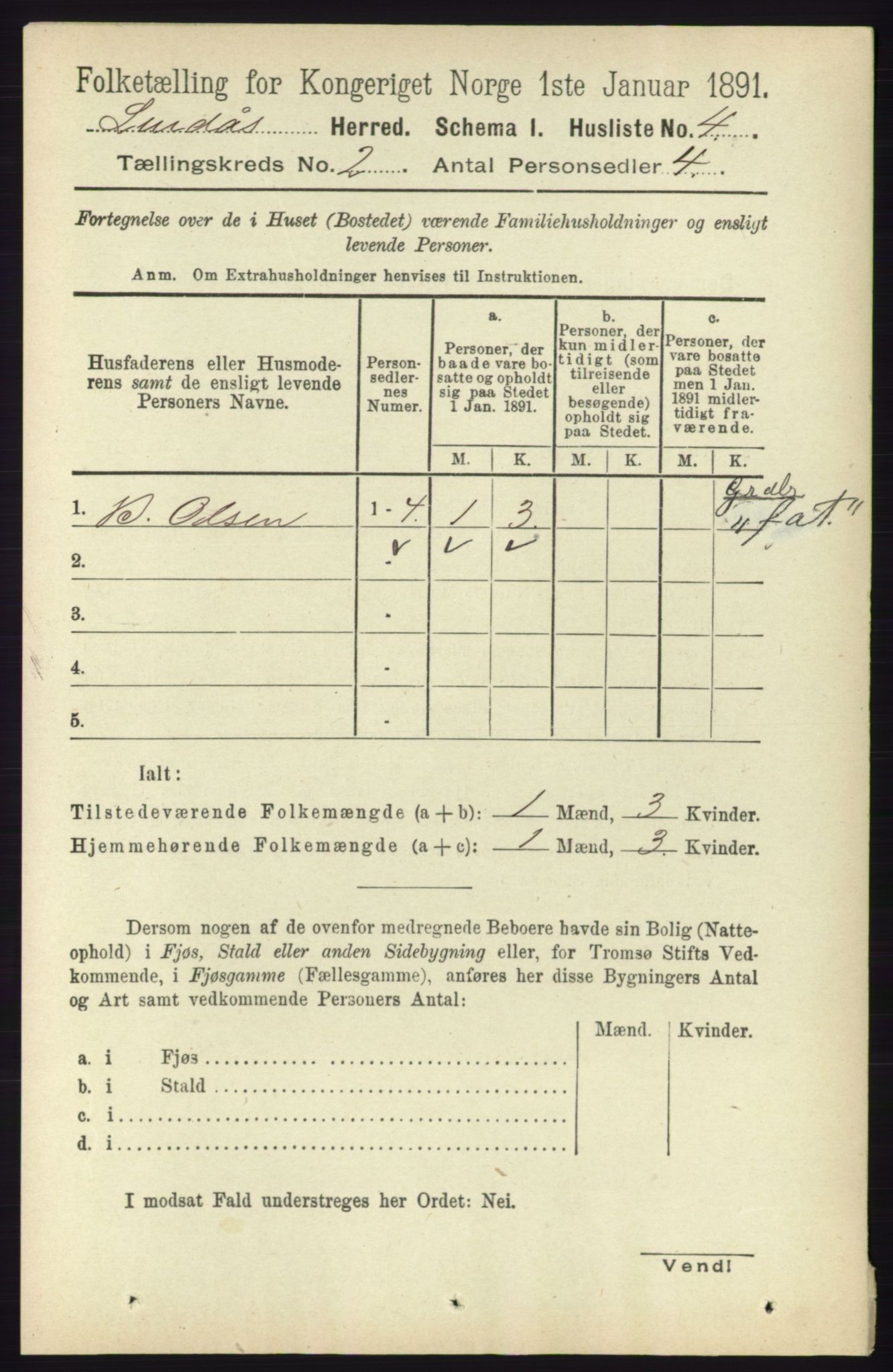 RA, 1891 census for 1263 Lindås, 1891, p. 378