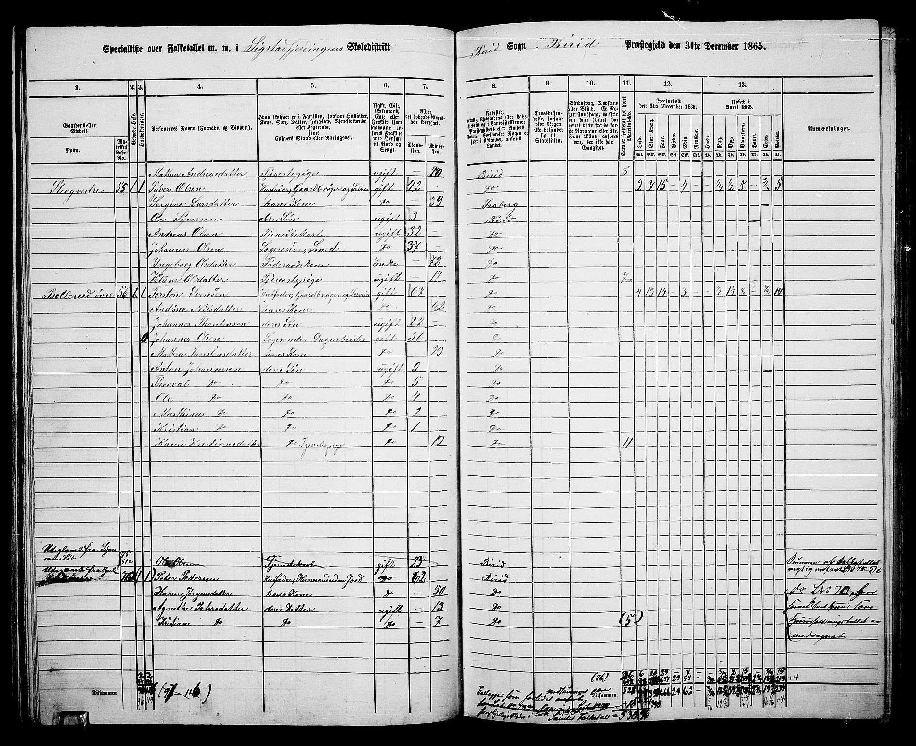 RA, 1865 census for Biri, 1865, p. 83