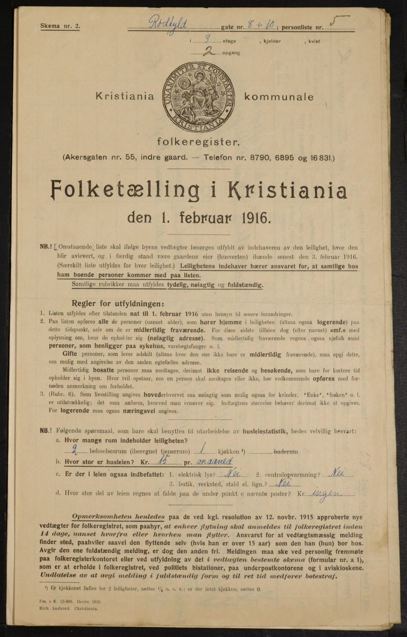 OBA, Municipal Census 1916 for Kristiania, 1916, p. 88125