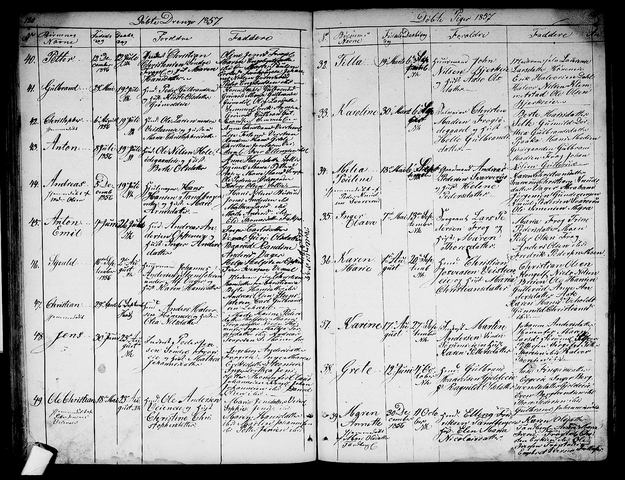 Norderhov kirkebøker, AV/SAKO-A-237/G/Ga/L0005: Parish register (copy) no. I 5, 1849-1863, p. 120-121