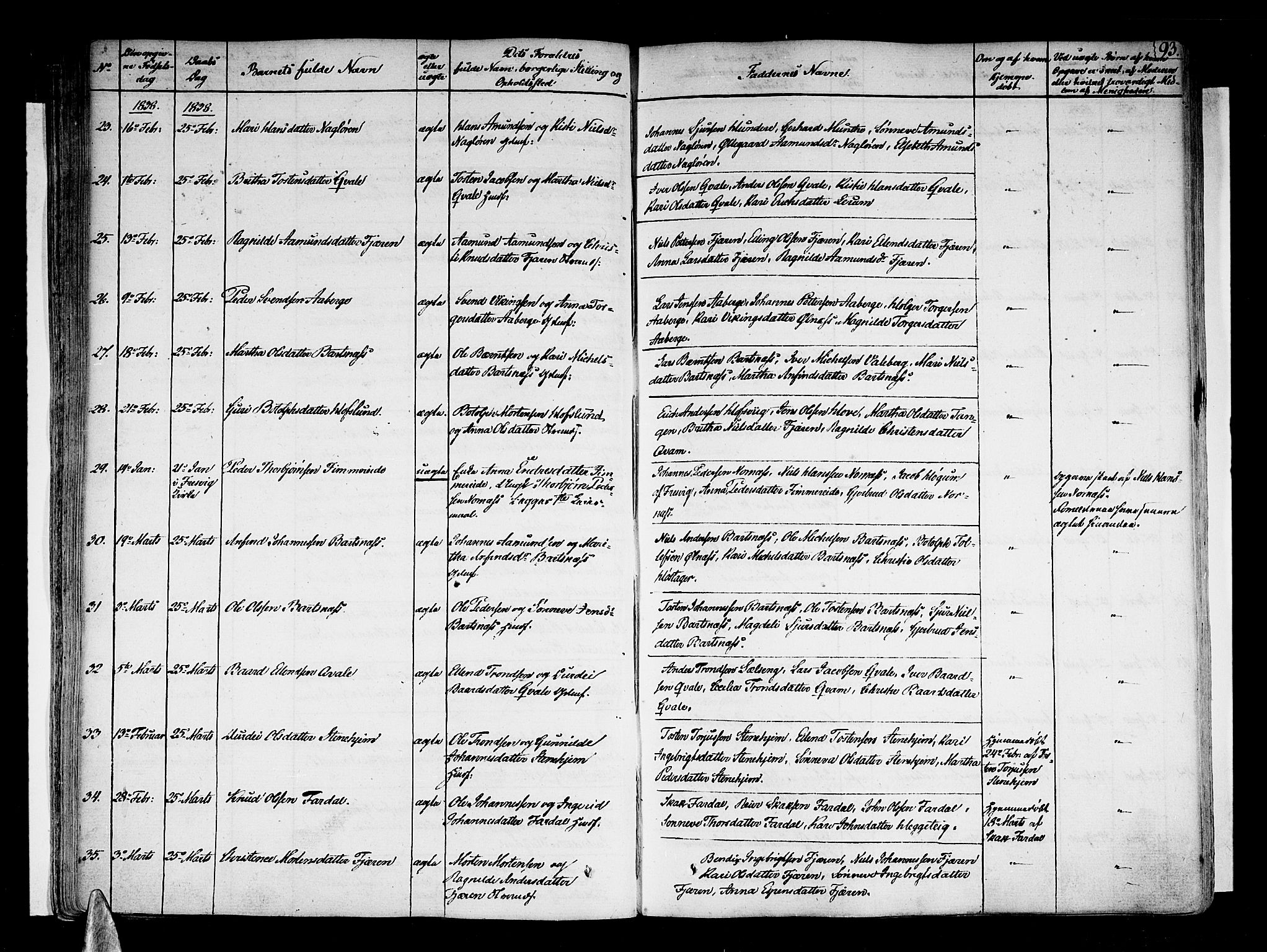 Sogndal sokneprestembete, SAB/A-81301/H/Haa/Haaa/L0010: Parish register (official) no. A 10, 1821-1838, p. 93