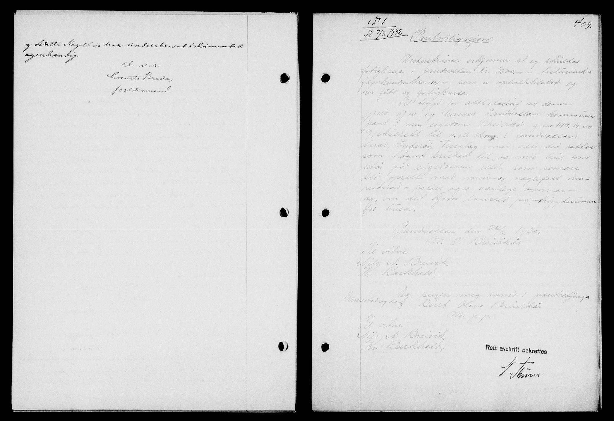 Inderøy sorenskriveri, AV/SAT-A-4147/1/2/2C/L0073: Mortgage book no. 59, 1931-1932, Deed date: 07.03.1932