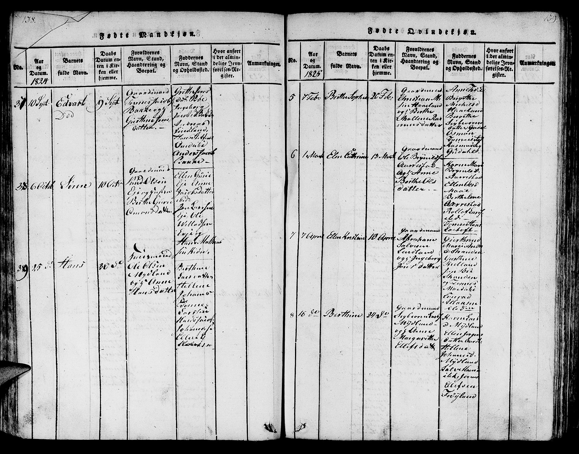 Sokndal sokneprestkontor, AV/SAST-A-101808: Parish register (copy) no. B 1, 1815-1848, p. 138-139