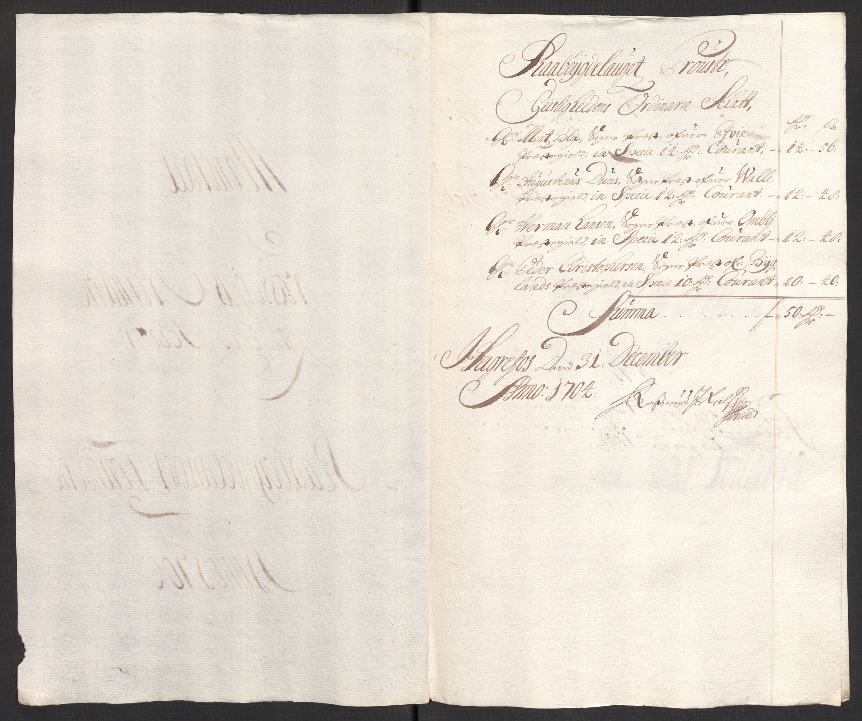 Rentekammeret inntil 1814, Reviderte regnskaper, Fogderegnskap, RA/EA-4092/R40/L2447: Fogderegnskap Råbyggelag, 1703-1705, p. 289