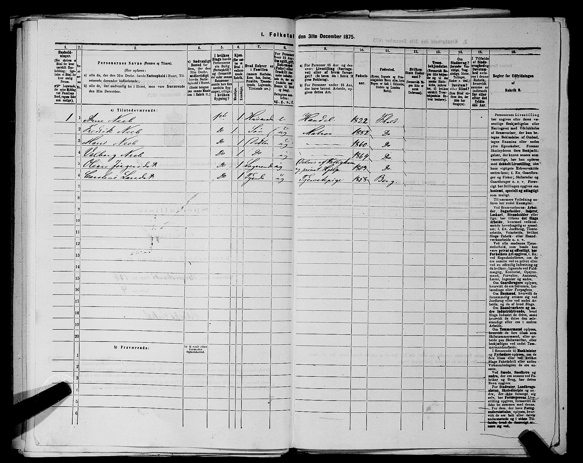 RA, 1875 census for 0101P Fredrikshald, 1875, p. 290