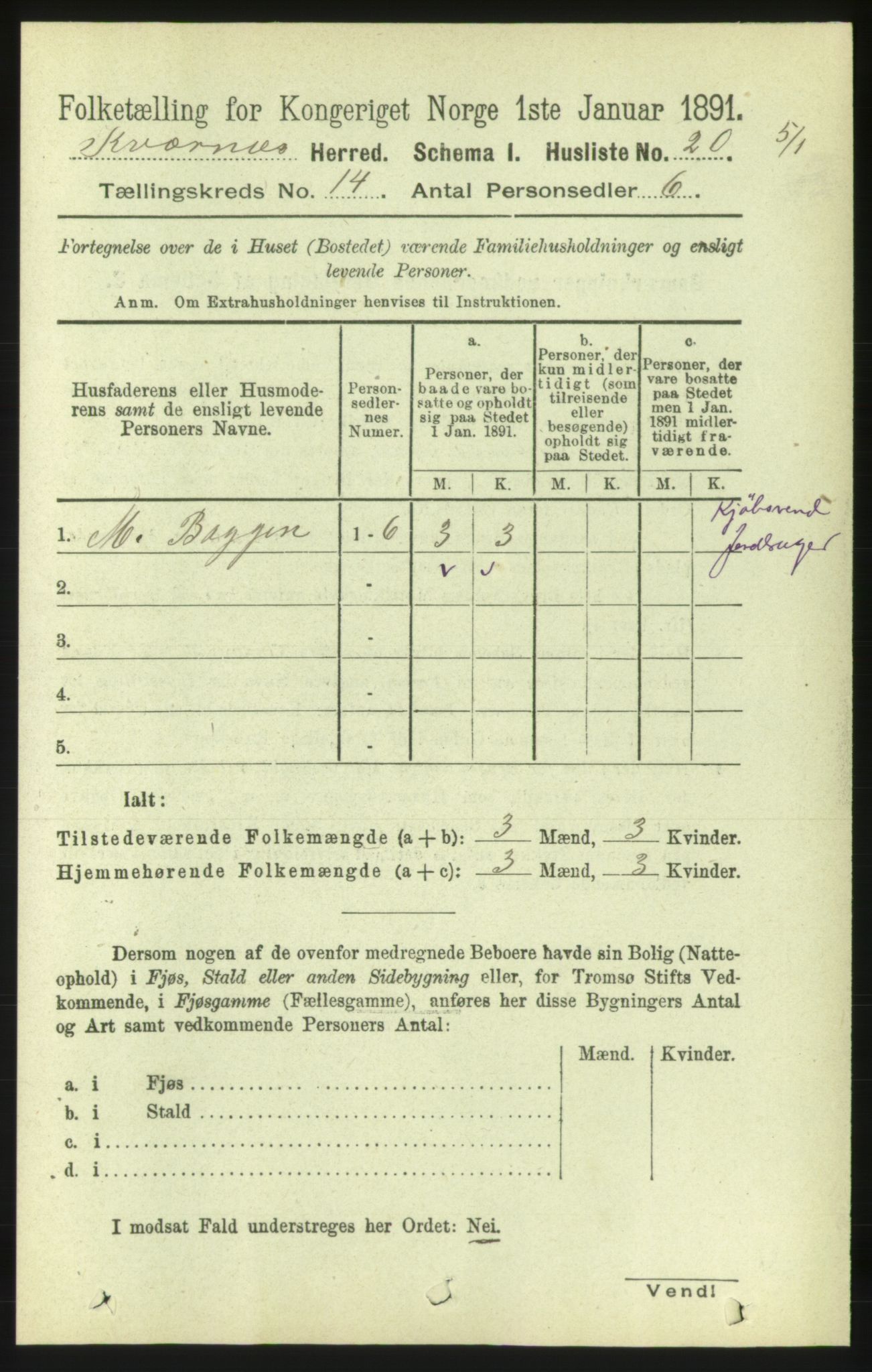 RA, 1891 census for 1553 Kvernes, 1891, p. 5711