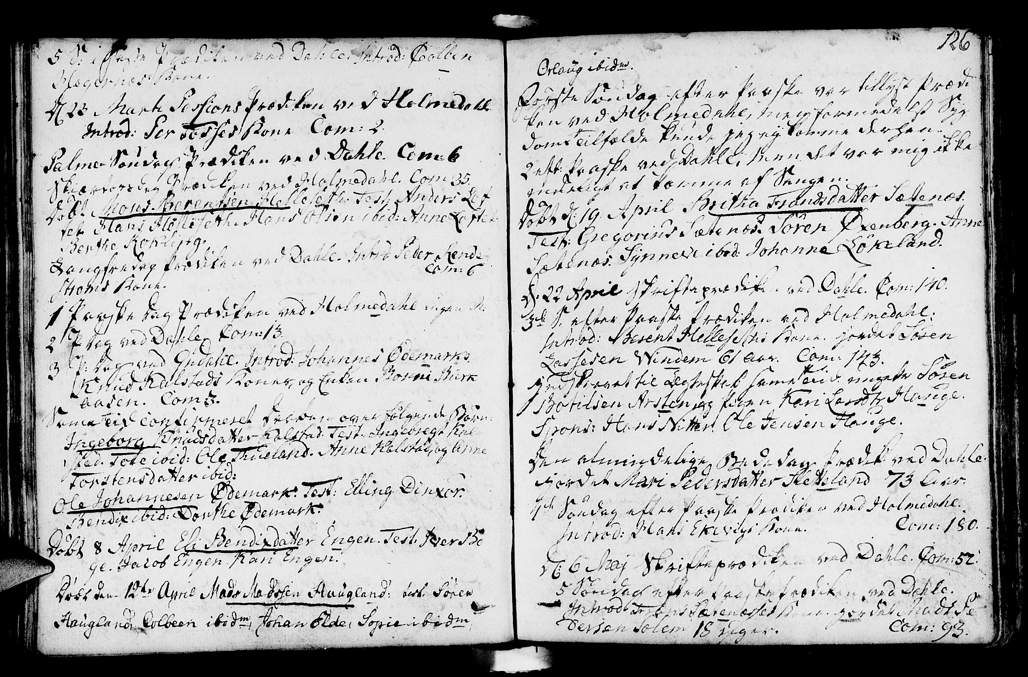Fjaler sokneprestembete, SAB/A-79801/H/Haa/Haaa/L0003: Parish register (official) no. A 3, 1799-1814, p. 126