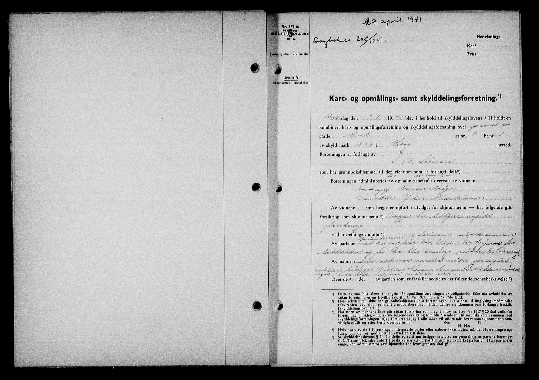 Nedenes sorenskriveri, AV/SAK-1221-0006/G/Gb/Gba/L0048: Mortgage book no. A-II, 1940-1941, Diary no: : 265/1941