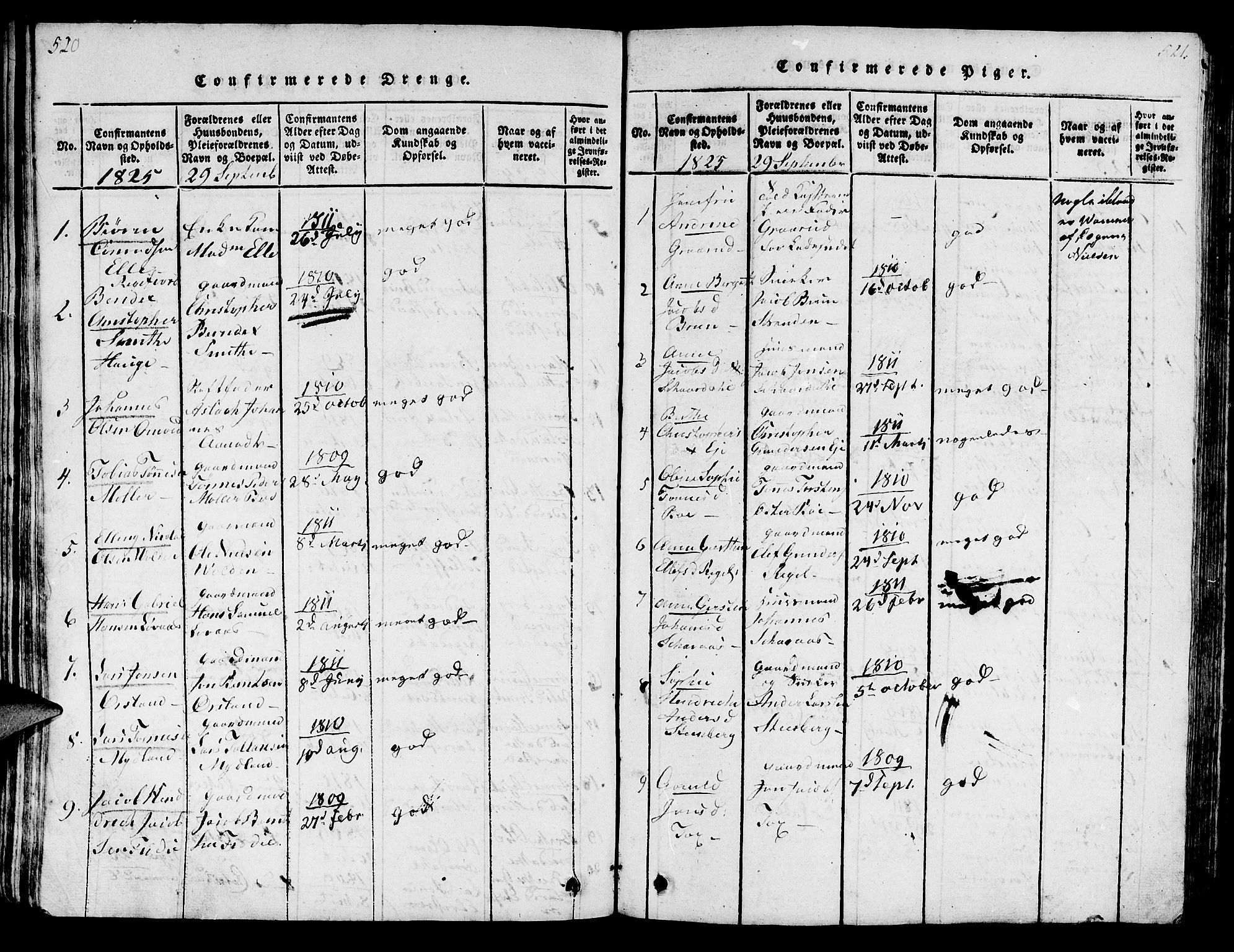 Sokndal sokneprestkontor, SAST/A-101808: Parish register (official) no. A 6, 1815-1826, p. 520-521