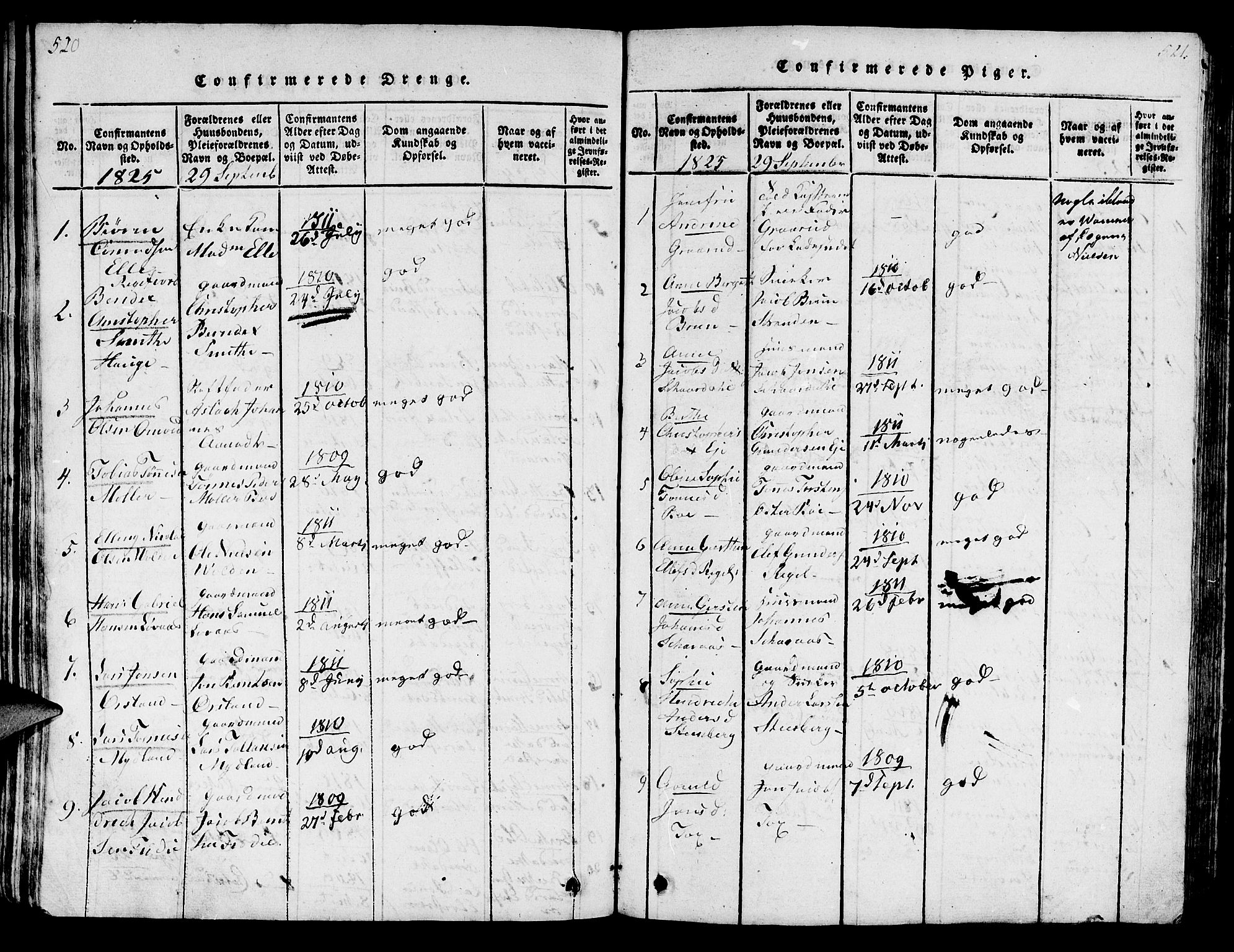 Sokndal sokneprestkontor, AV/SAST-A-101808: Parish register (official) no. A 6, 1815-1826, p. 520-521