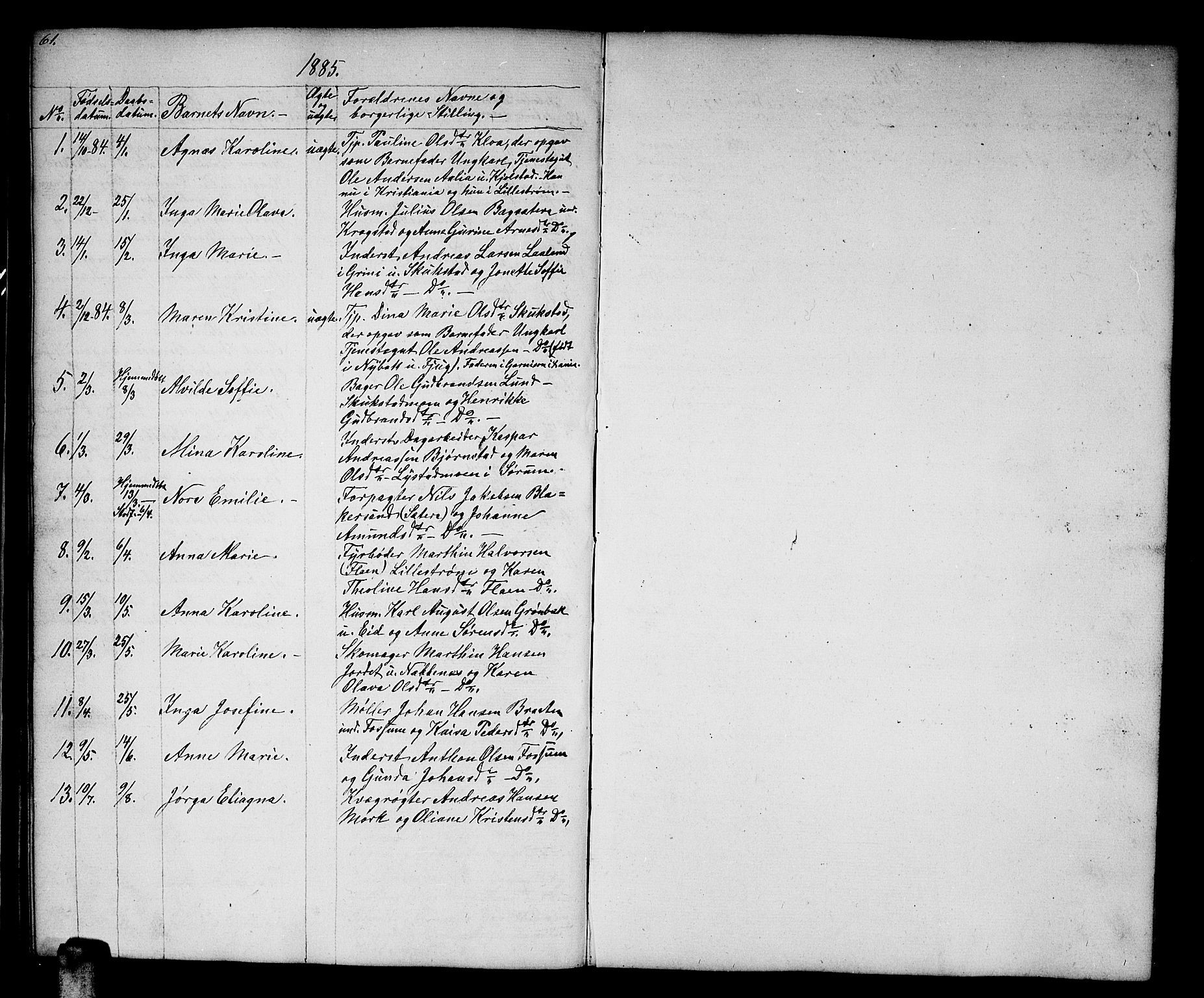 Aurskog prestekontor Kirkebøker, SAO/A-10304a/G/Gb/L0001: Parish register (copy) no. II 1, 1858-1885, p. 61
