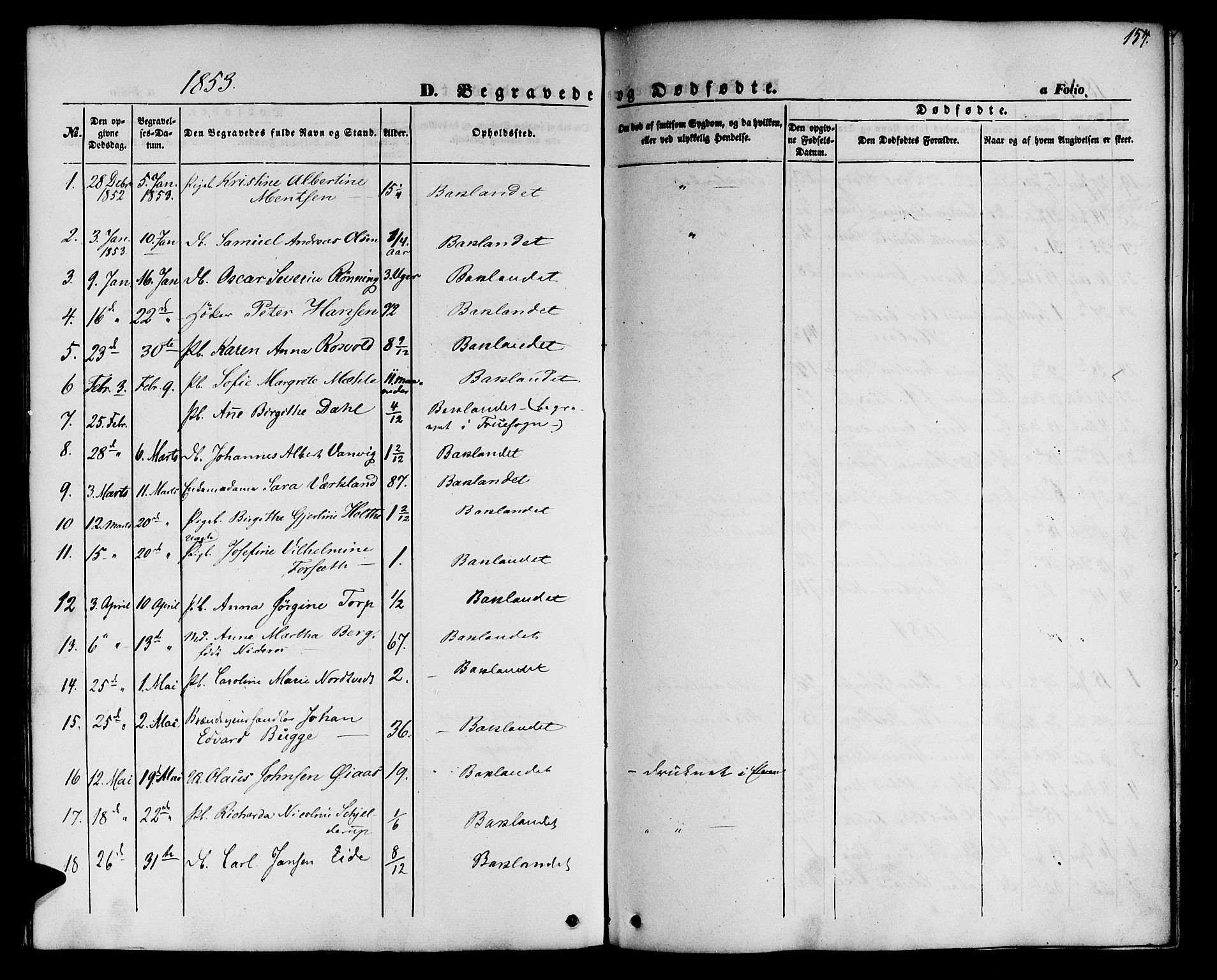 Ministerialprotokoller, klokkerbøker og fødselsregistre - Sør-Trøndelag, SAT/A-1456/604/L0184: Parish register (official) no. 604A05, 1851-1860, p. 154