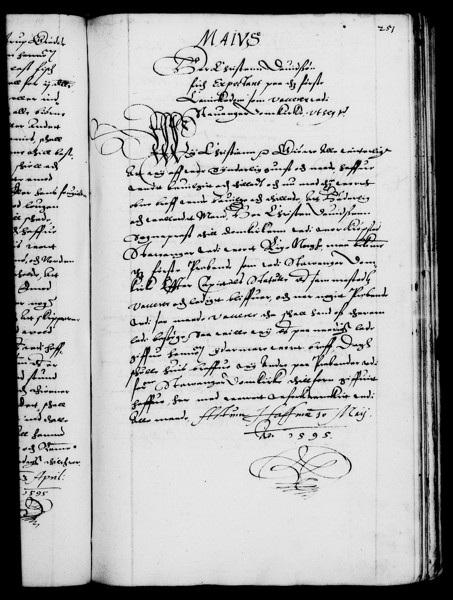 Danske Kanselli 1572-1799, AV/RA-EA-3023/F/Fc/Fca/Fcaa/L0002: Norske registre (mikrofilm), 1588-1596, p. 251a