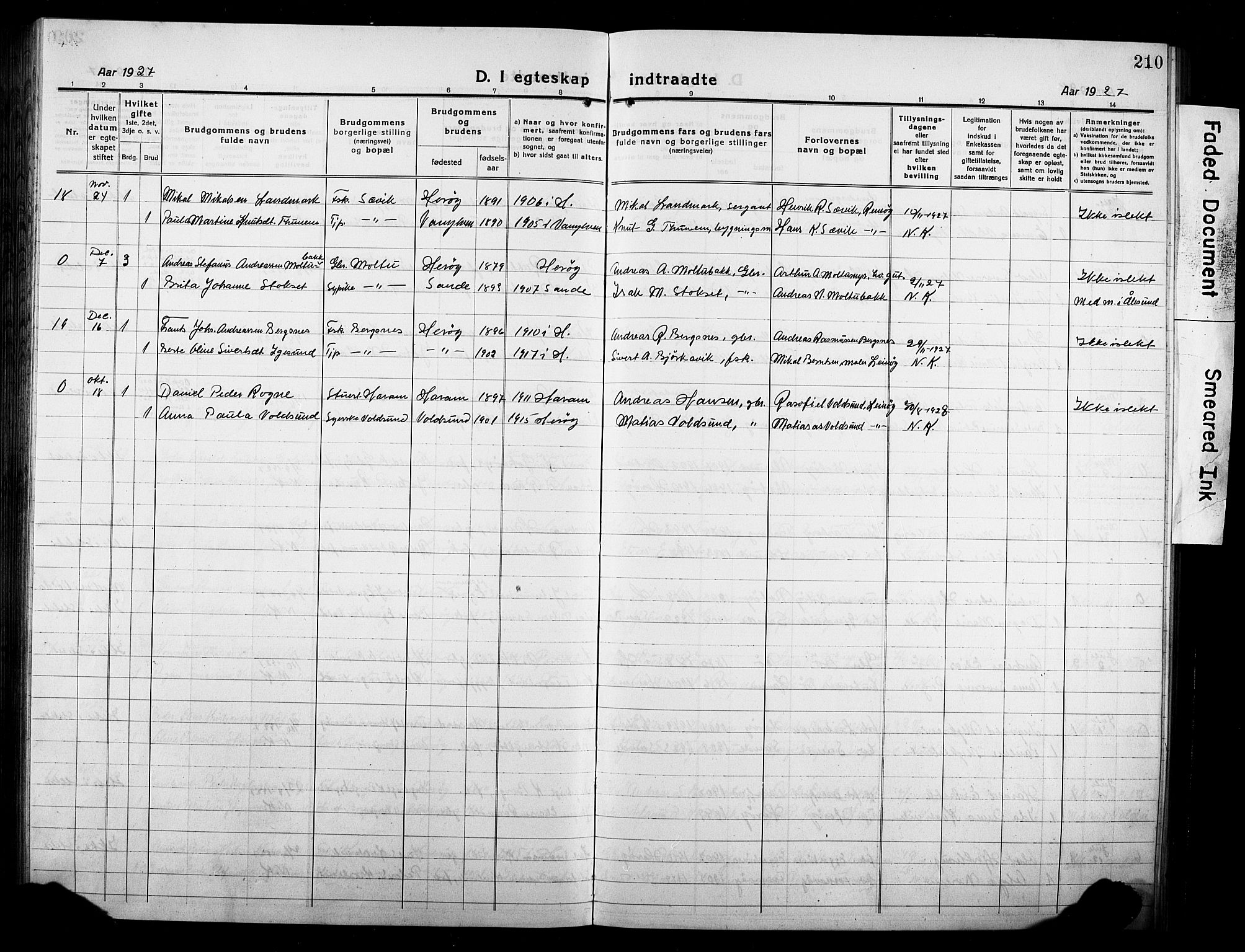 Ministerialprotokoller, klokkerbøker og fødselsregistre - Møre og Romsdal, AV/SAT-A-1454/507/L0084: Parish register (copy) no. 507C07, 1919-1932, p. 210