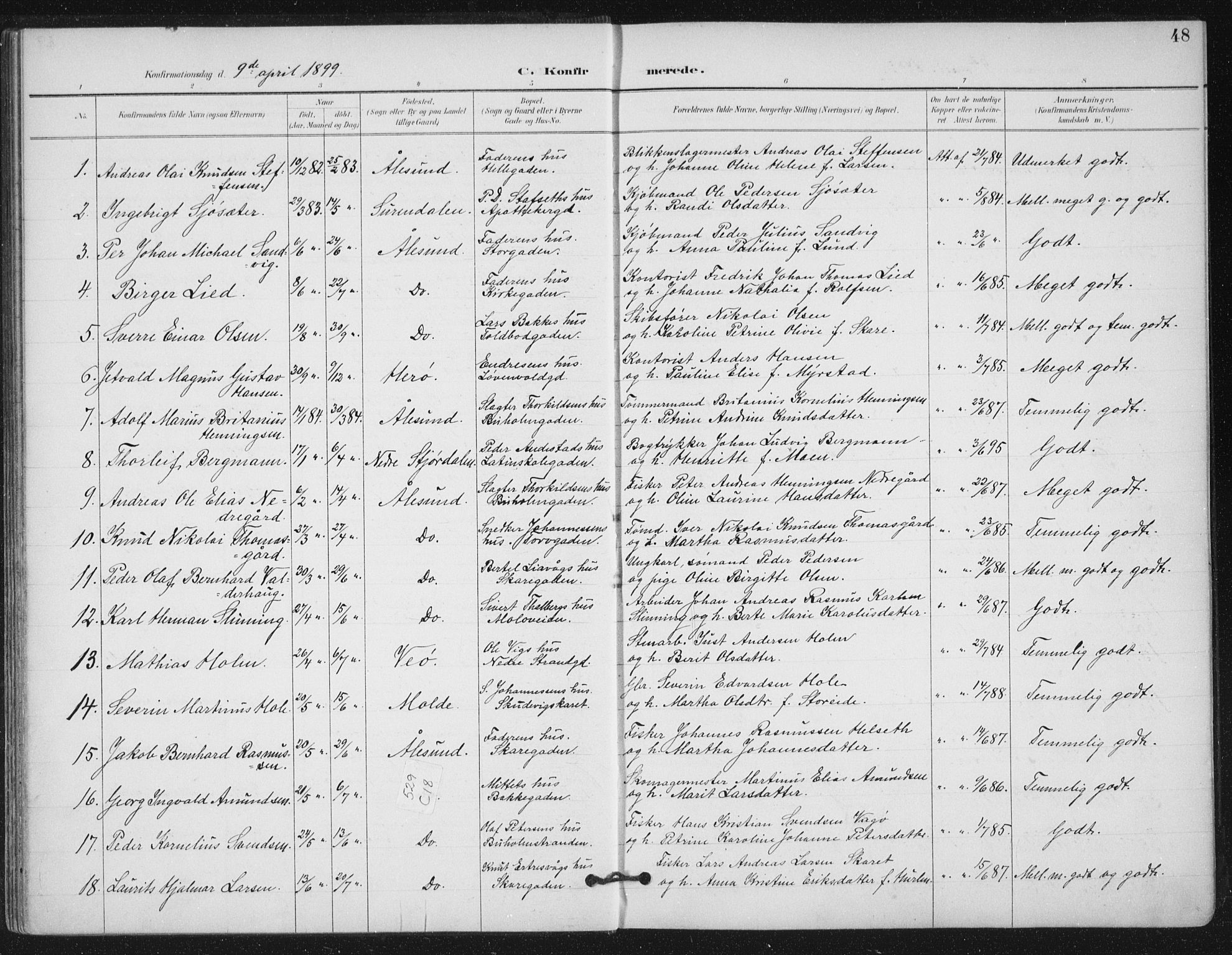Ministerialprotokoller, klokkerbøker og fødselsregistre - Møre og Romsdal, SAT/A-1454/529/L0457: Parish register (official) no. 529A07, 1894-1903, p. 48