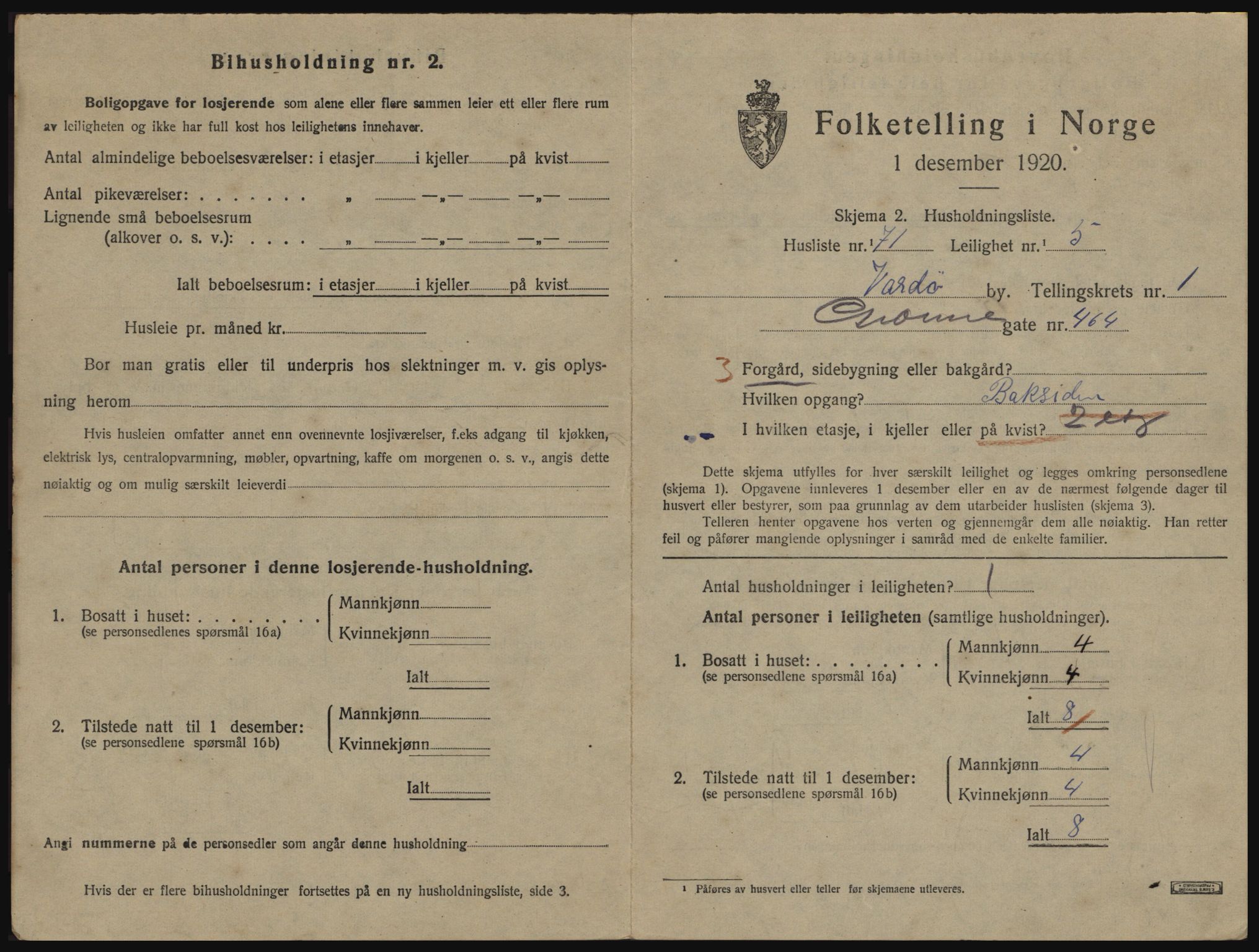 SATØ, 1920 census for Vardø, 1920, p. 1243