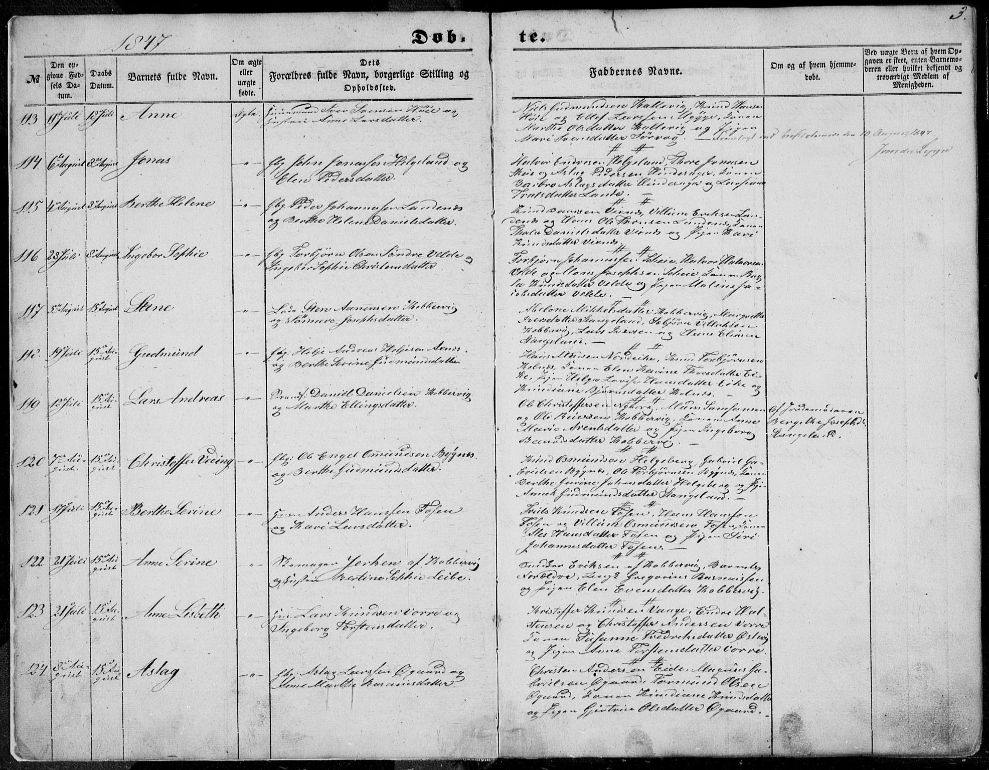 Avaldsnes sokneprestkontor, SAST/A -101851/H/Ha/Haa/L0008: Parish register (official) no. A 8, 1847-1857, p. 3
