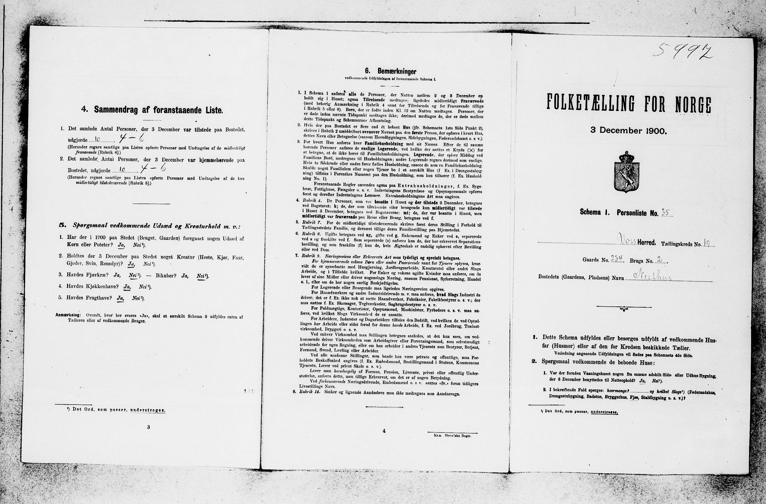 SAB, 1900 census for Voss, 1900, p. 2164