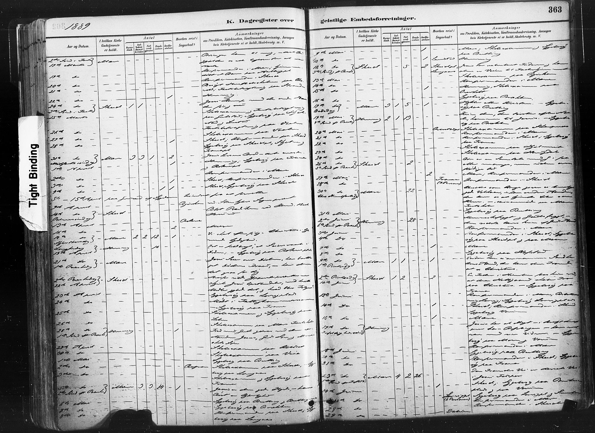 Ministerialprotokoller, klokkerbøker og fødselsregistre - Nord-Trøndelag, SAT/A-1458/735/L0351: Parish register (official) no. 735A10, 1884-1908, p. 363