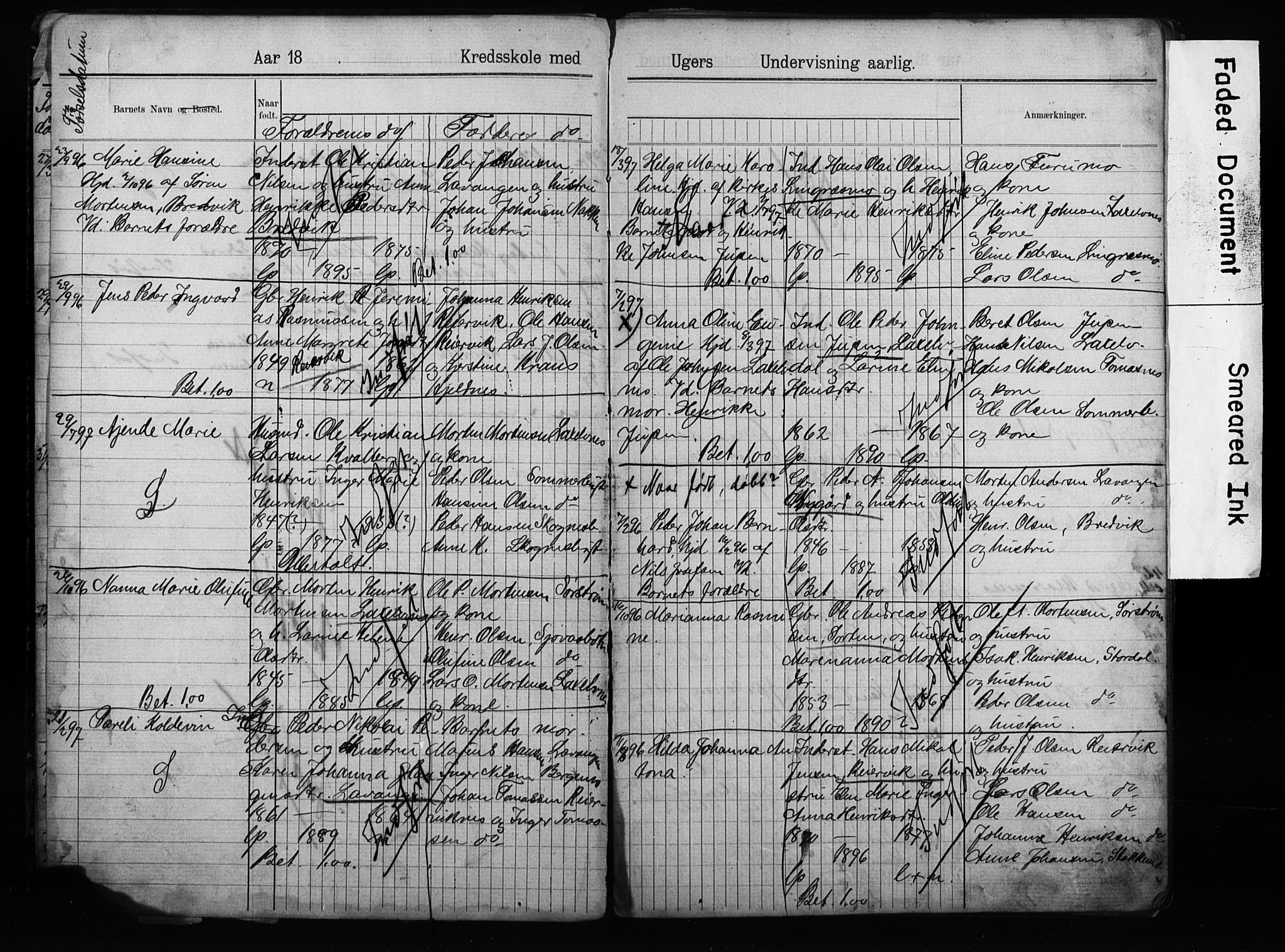 Lyngen sokneprestembete, AV/SATØ-S-1289/H/Ha/L0052/0001: Baptism register no. 52.1, 1895-1914