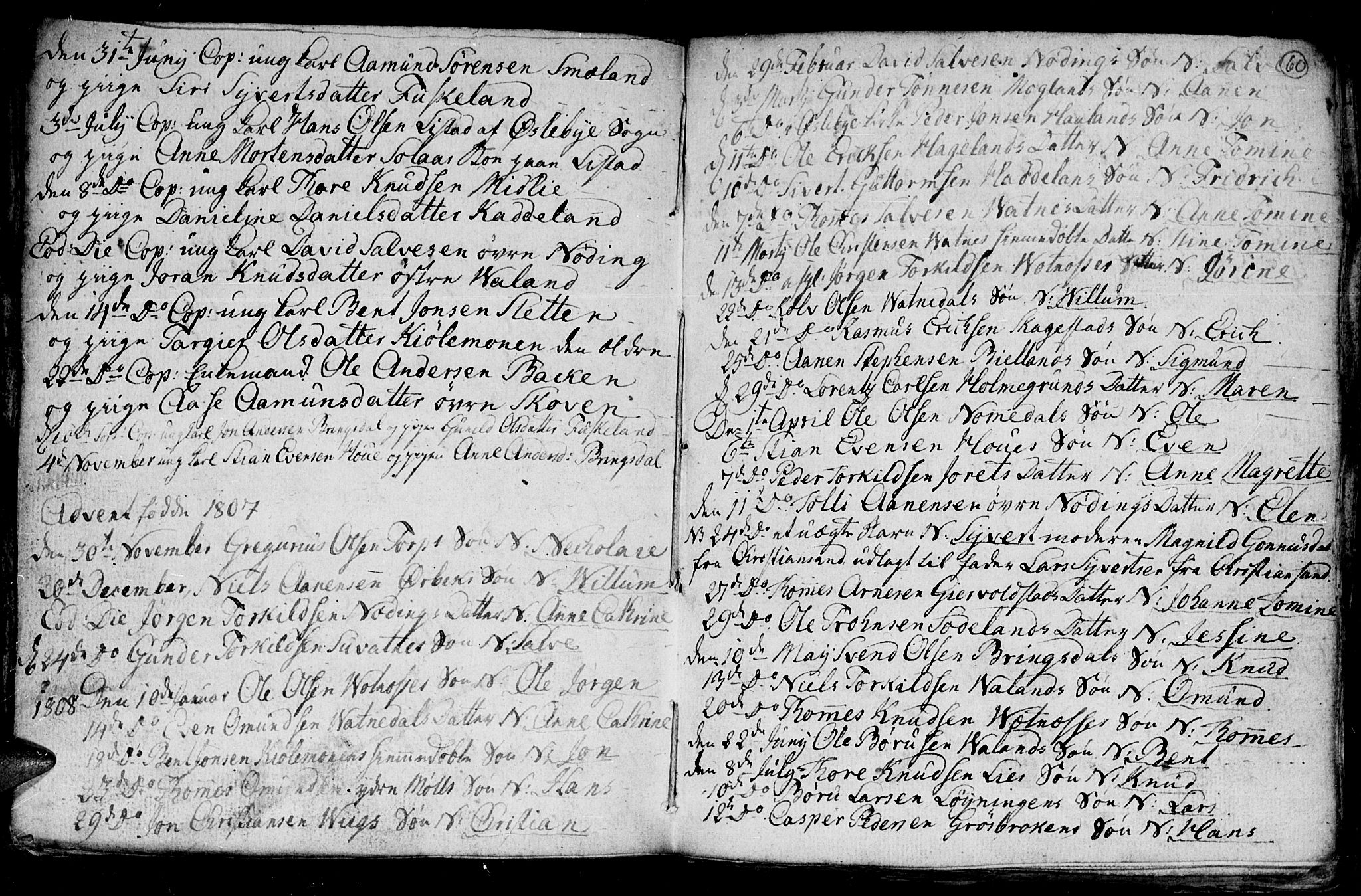 Holum sokneprestkontor, AV/SAK-1111-0022/F/Fb/Fba/L0001: Parish register (copy) no. B 1 /1, 1770-1820, p. 60