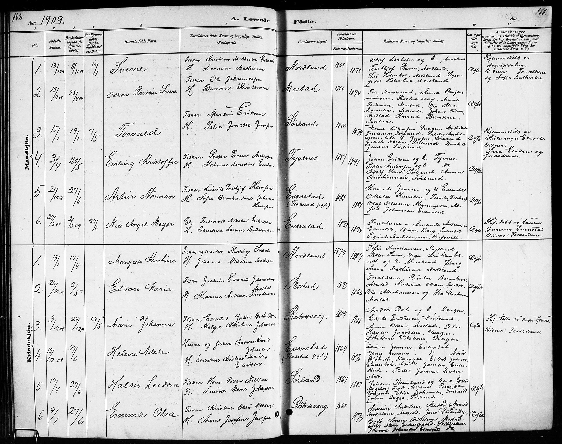 Ministerialprotokoller, klokkerbøker og fødselsregistre - Nordland, AV/SAT-A-1459/807/L0123: Parish register (copy) no. 807C01, 1884-1910, p. 162-163