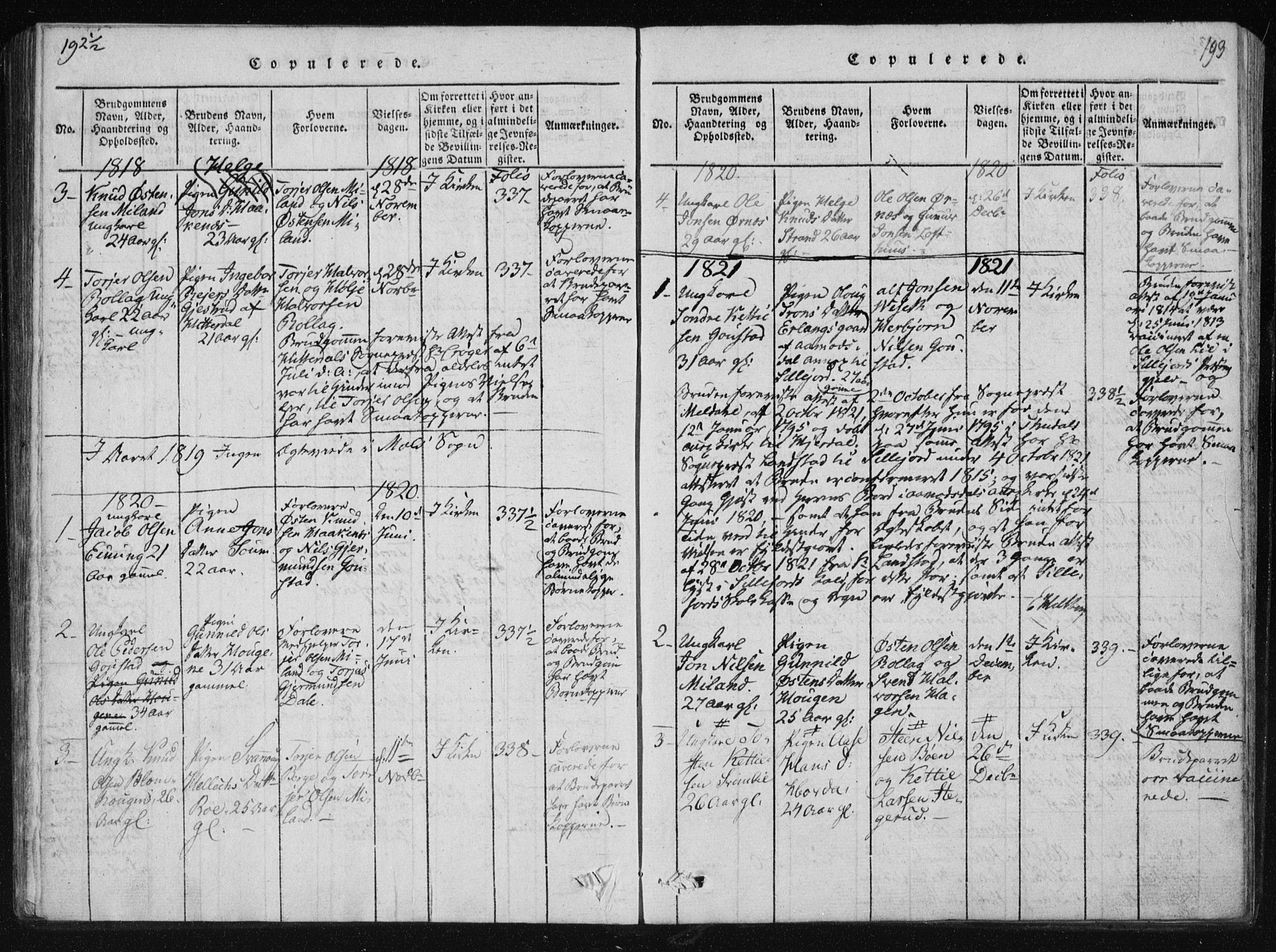 Tinn kirkebøker, SAKO/A-308/F/Fb/L0001: Parish register (official) no. II 1, 1815-1843, p. 193