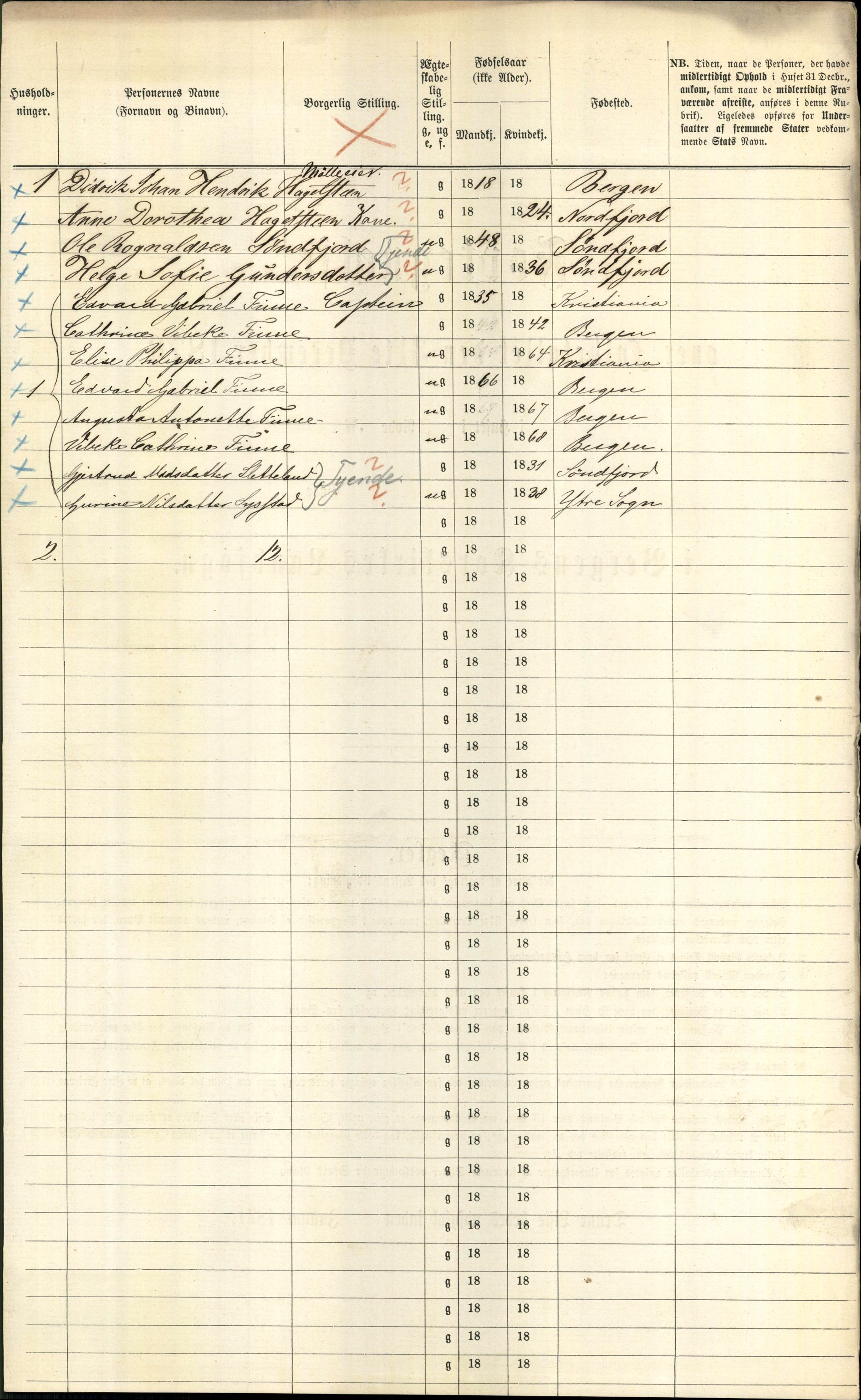 RA, 1870 census for 1301 Bergen, 1870