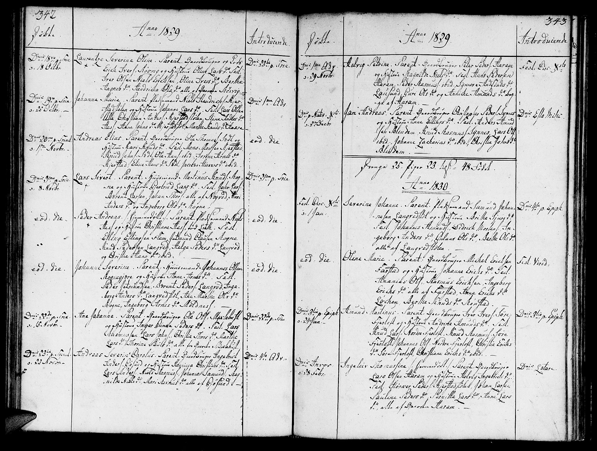 Ministerialprotokoller, klokkerbøker og fødselsregistre - Møre og Romsdal, SAT/A-1454/536/L0494: Parish register (official) no. 536A03, 1803-1836, p. 342-343