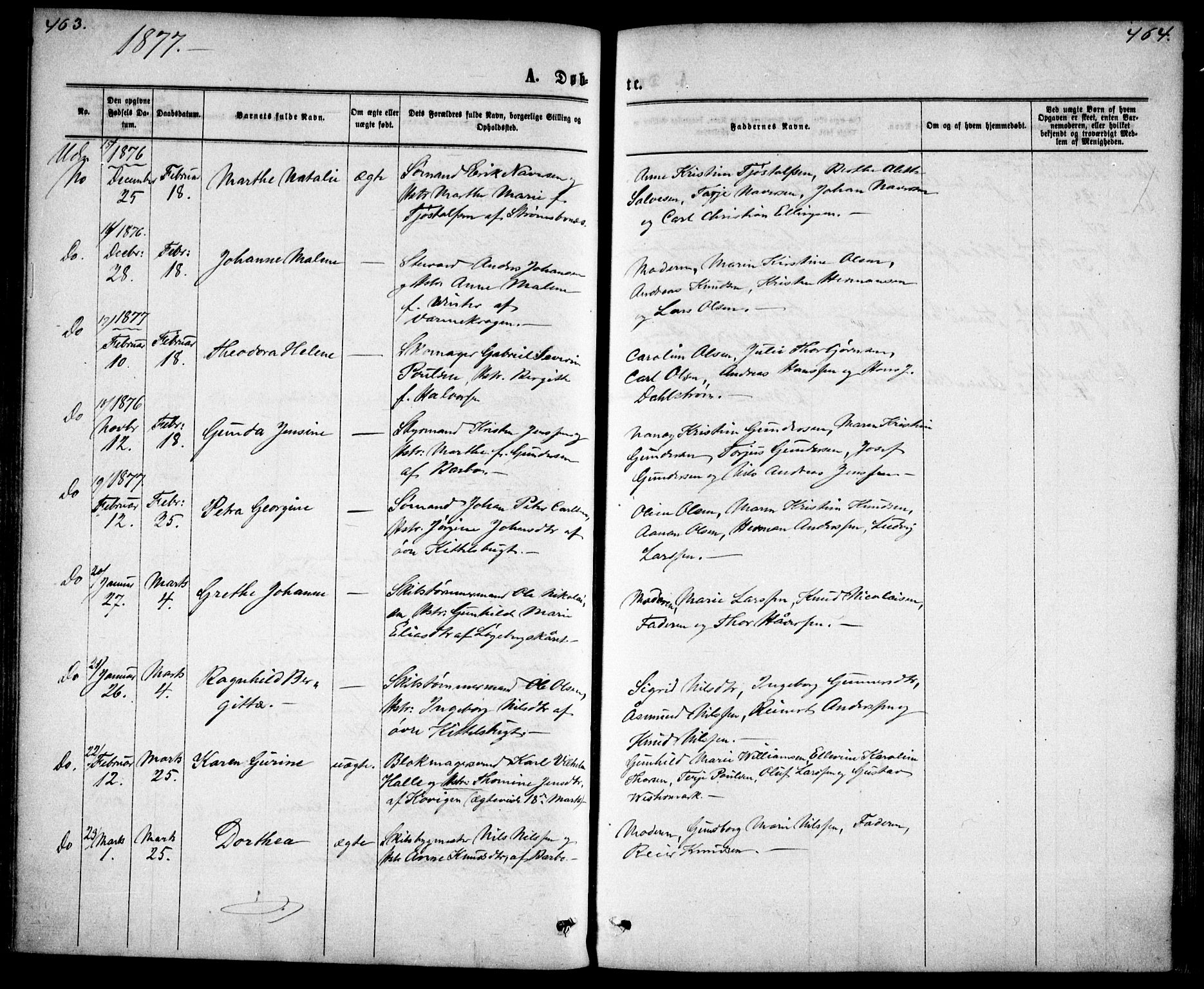 Tromøy sokneprestkontor, AV/SAK-1111-0041/F/Fa/L0008: Parish register (official) no. A 8, 1870-1877, p. 463-464