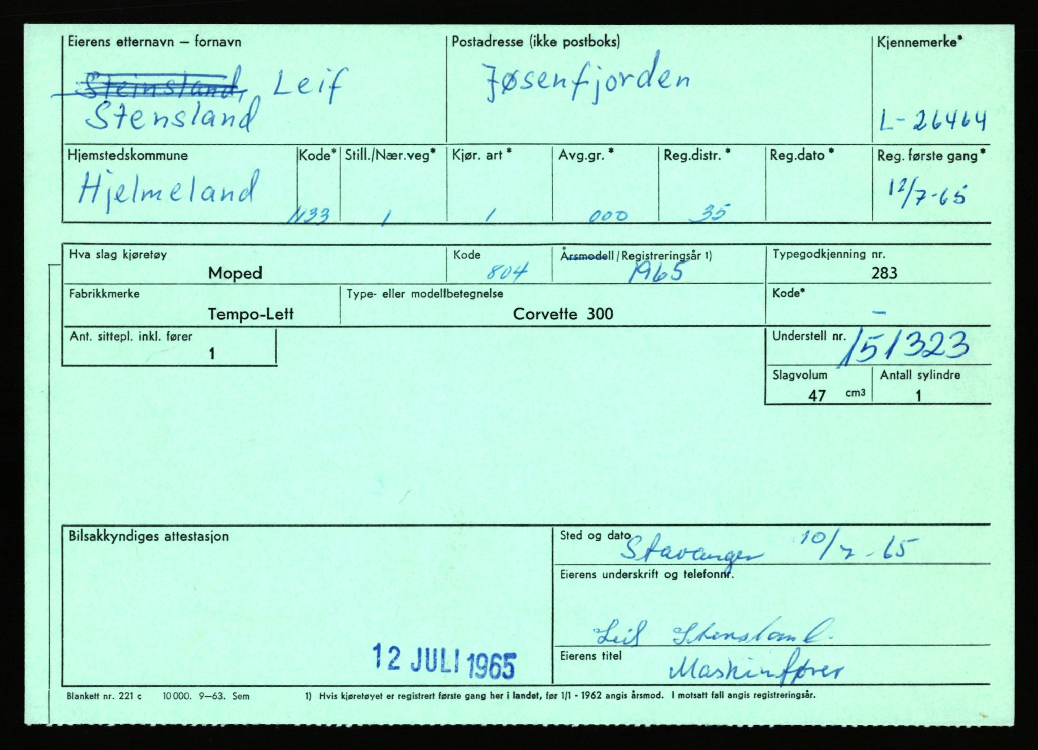 Stavanger trafikkstasjon, AV/SAST-A-101942/0/F/L0044: L-26300 - L-26999, 1930-1971, p. 441