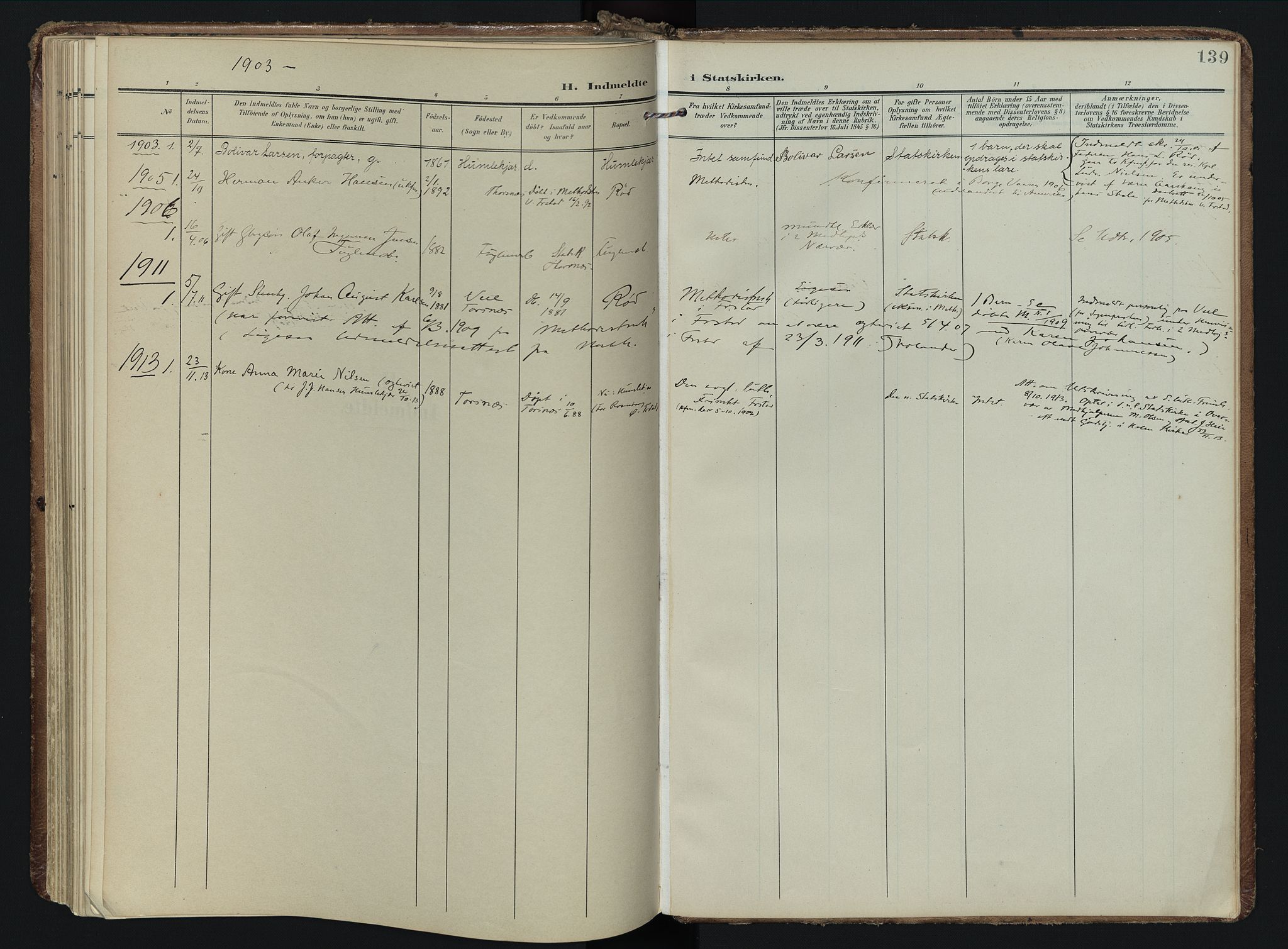 Borge prestekontor Kirkebøker, AV/SAO-A-10903/F/Fb/L0004: Parish register (official) no. II 4, 1902-1914, p. 139