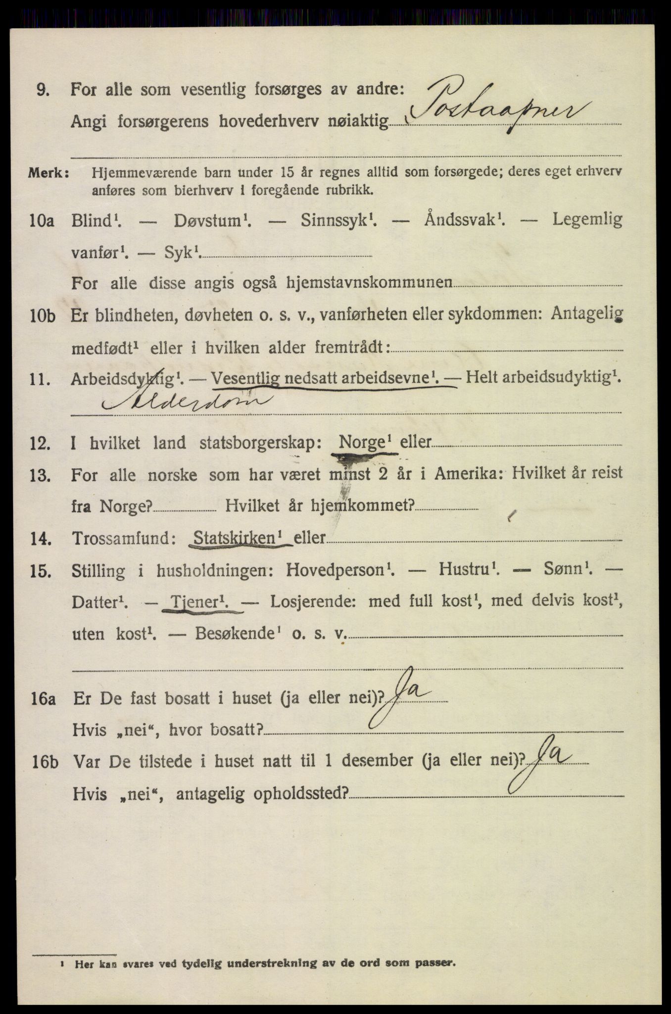 SAH, 1920 census for Tolga, 1920, p. 3064