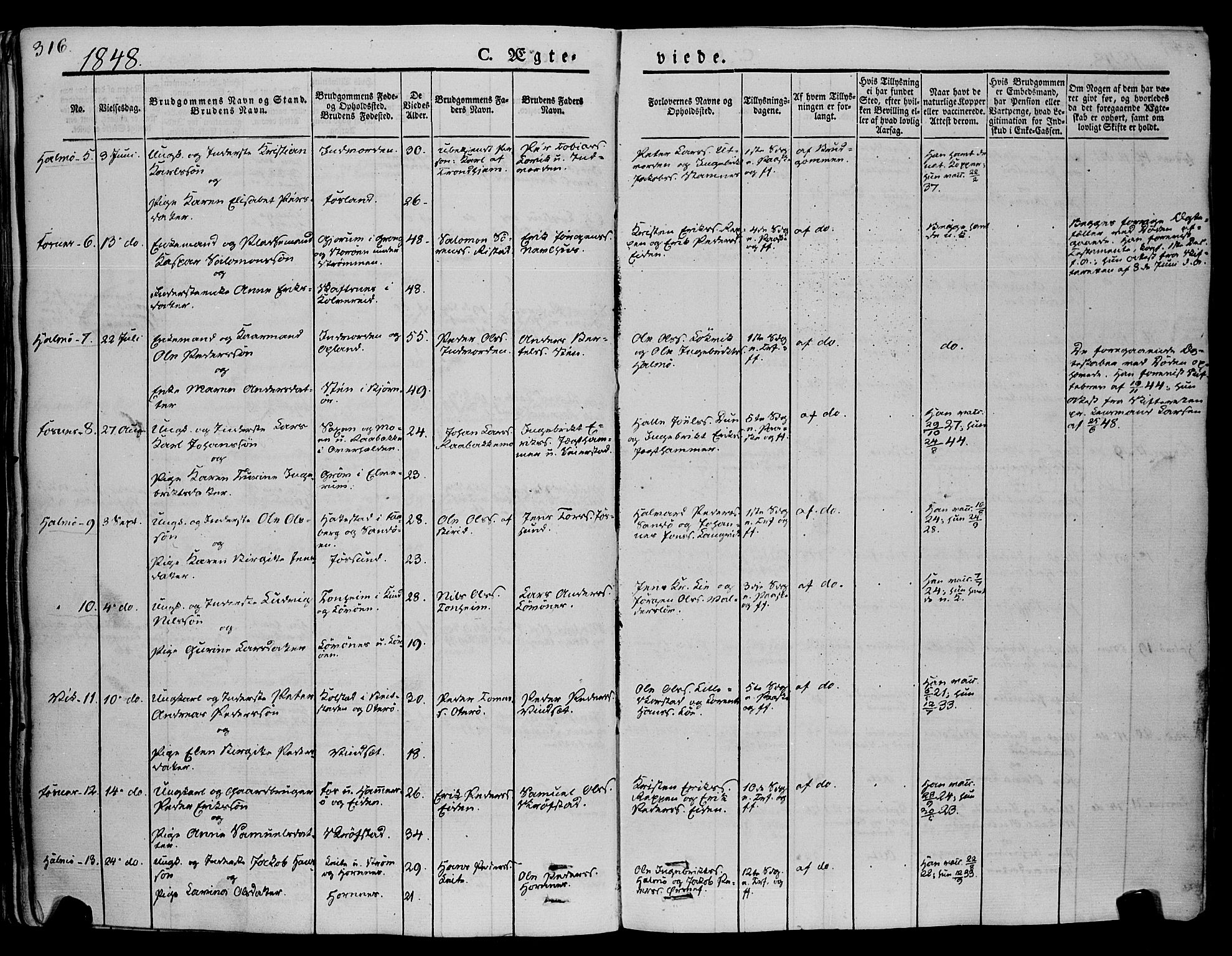 Ministerialprotokoller, klokkerbøker og fødselsregistre - Nord-Trøndelag, SAT/A-1458/773/L0614: Parish register (official) no. 773A05, 1831-1856, p. 316
