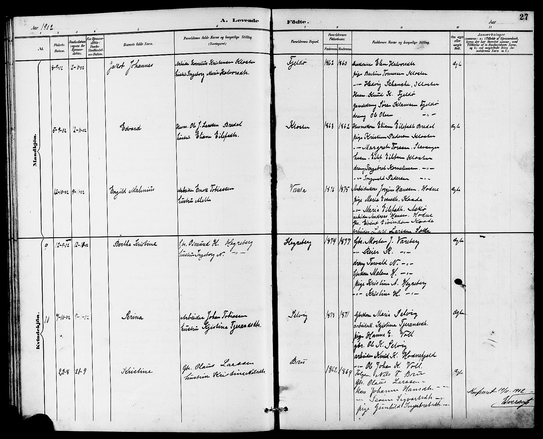 Rennesøy sokneprestkontor, AV/SAST-A -101827/H/Ha/Hab/L0011: Parish register (copy) no. B 10, 1891-1908, p. 27